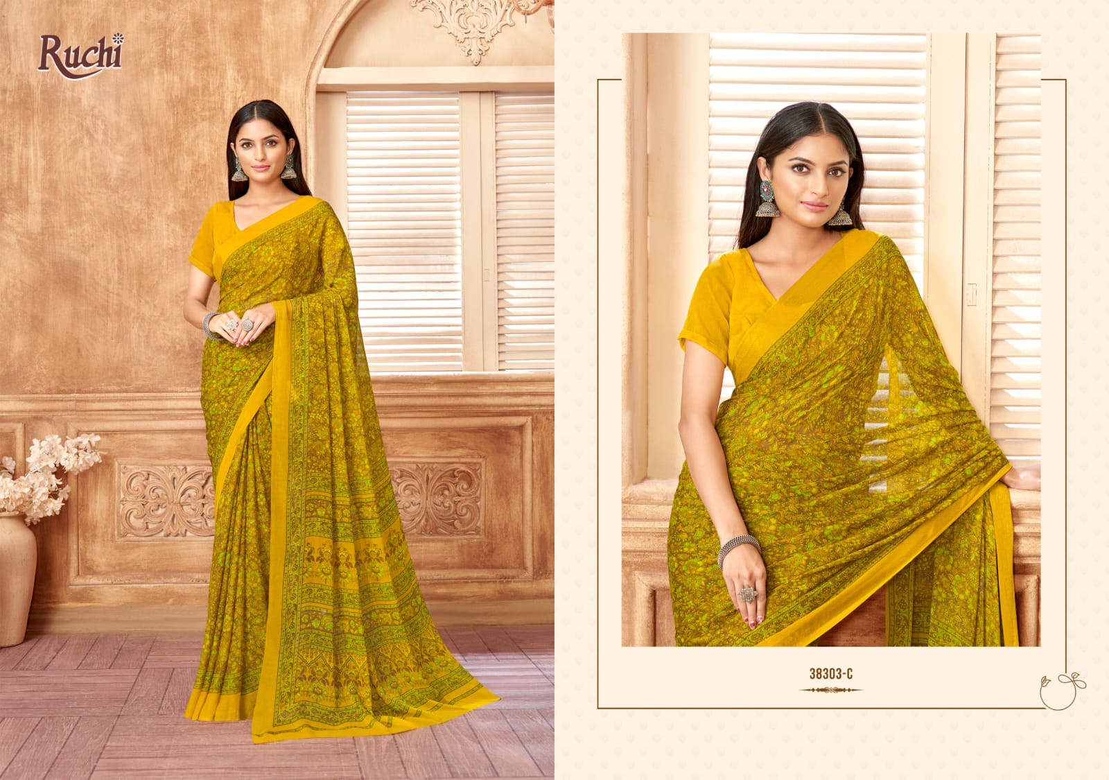 Ruchi present star chiffon 178 series 38301 uniform saree 8