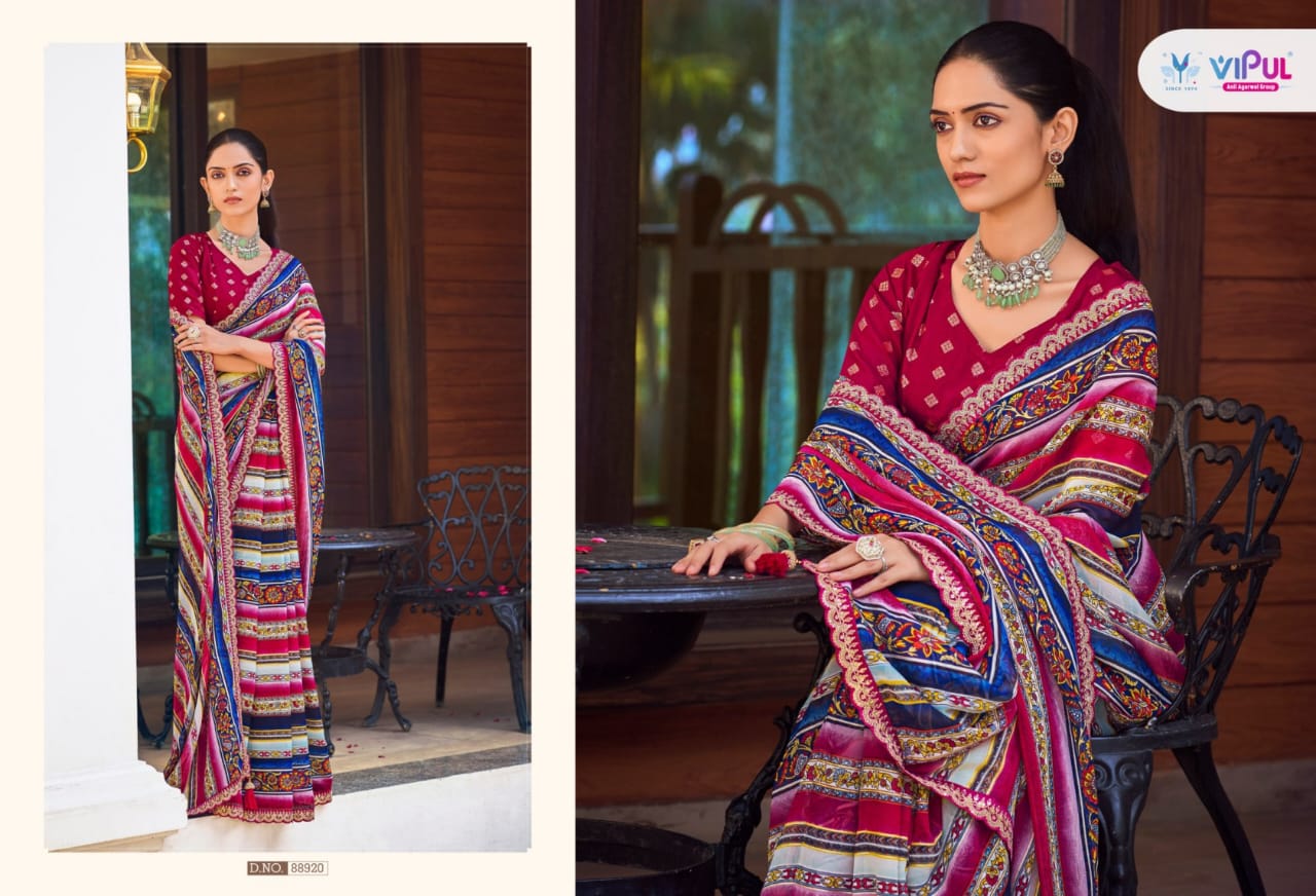 Vipul present ladlee series 88920 to 88925 weightless printed saree 4