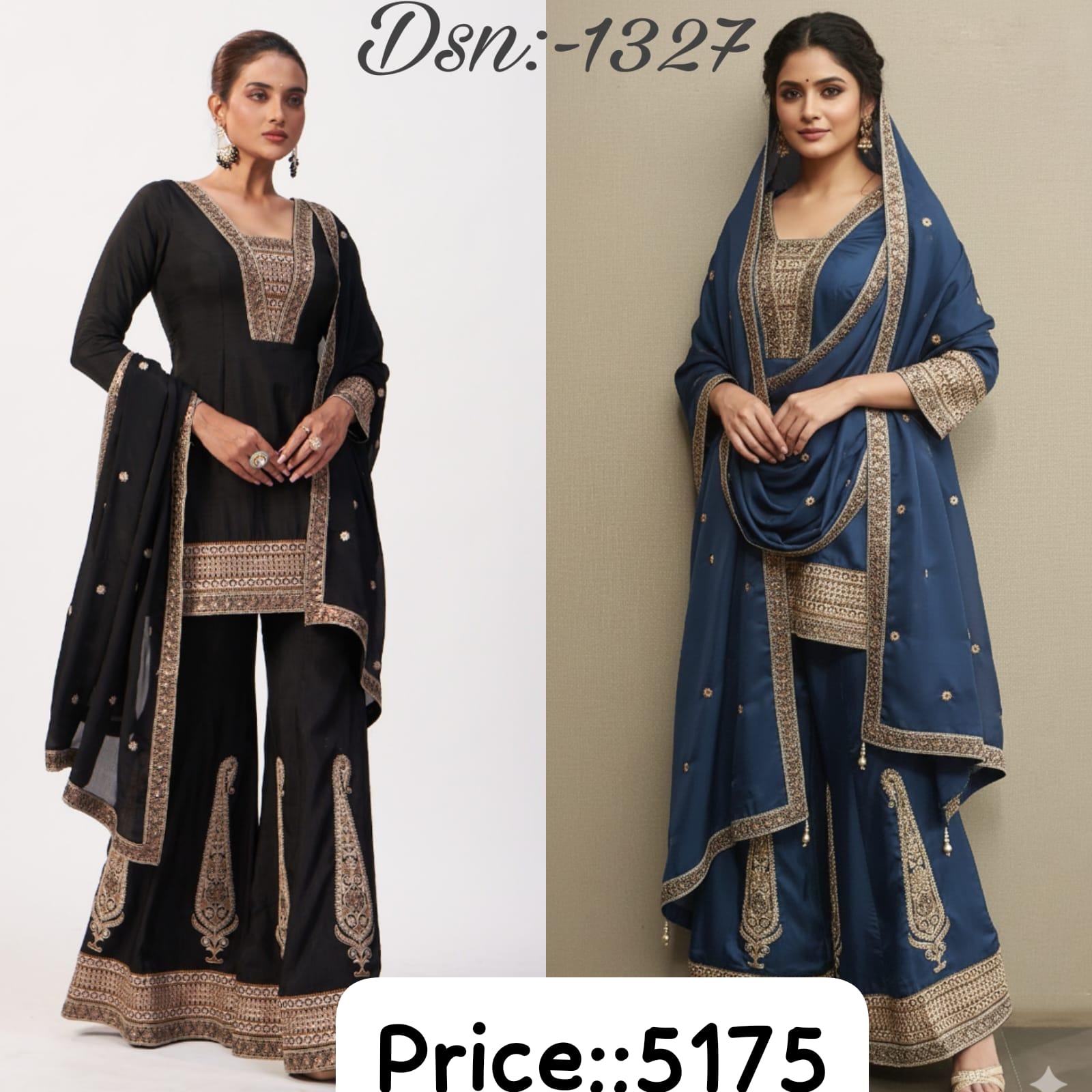 E.C PRESENT READY MADE STRAIGHT SUIT WITH PLAZZO STYLE SERIES 1327 1