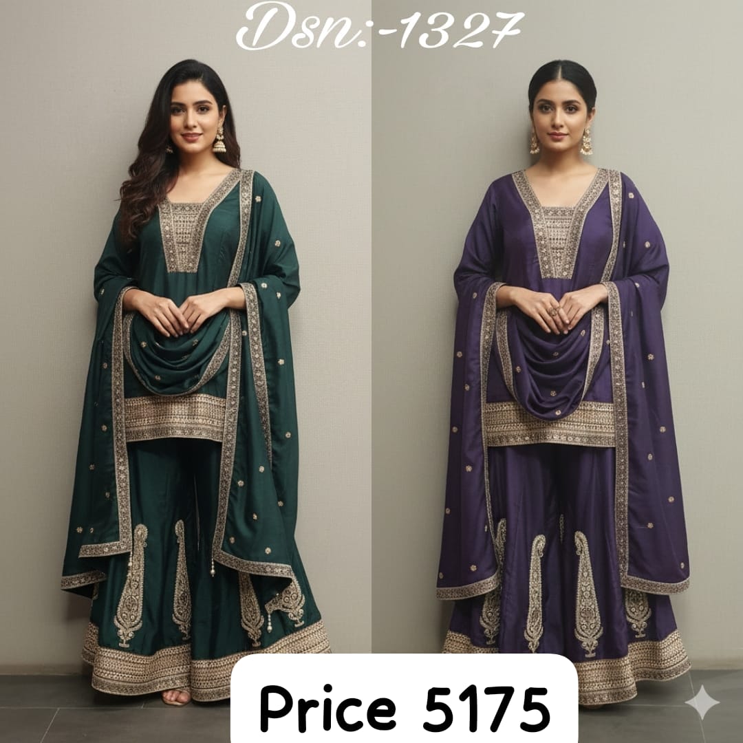 E.C PRESENT READY MADE STRAIGHT SUIT WITH PLAZZO STYLE SERIES 1327 2
