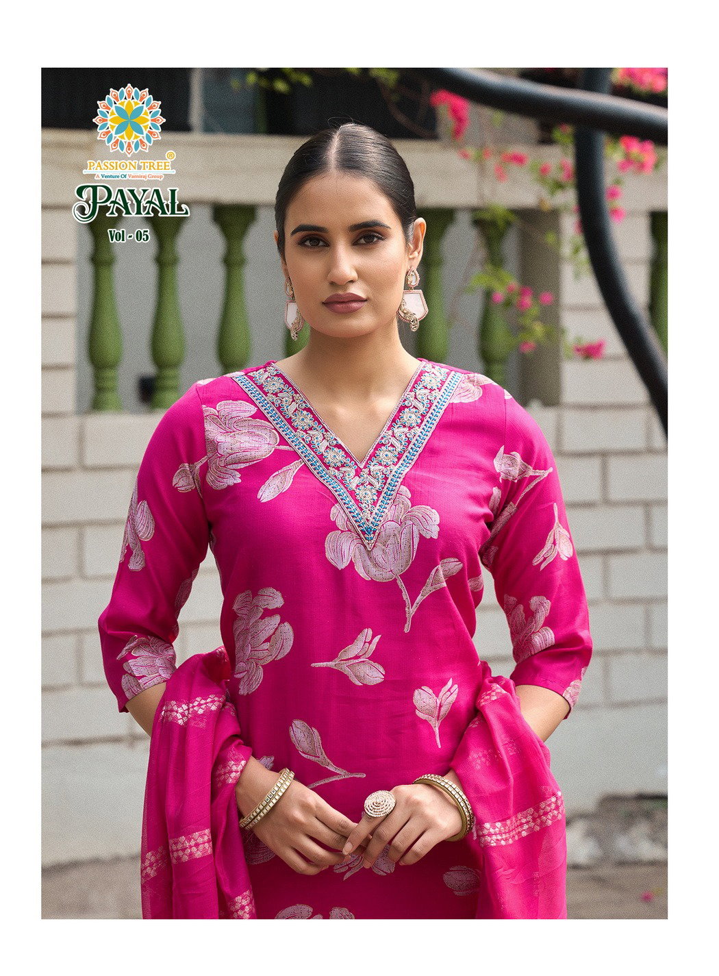 PASOON TREE BY KAJAL PRESENT PAYAL VOL 5 SERIES 5001-5008 STRAIGHT KURTI WITH PAINT AND DUPPATA 2