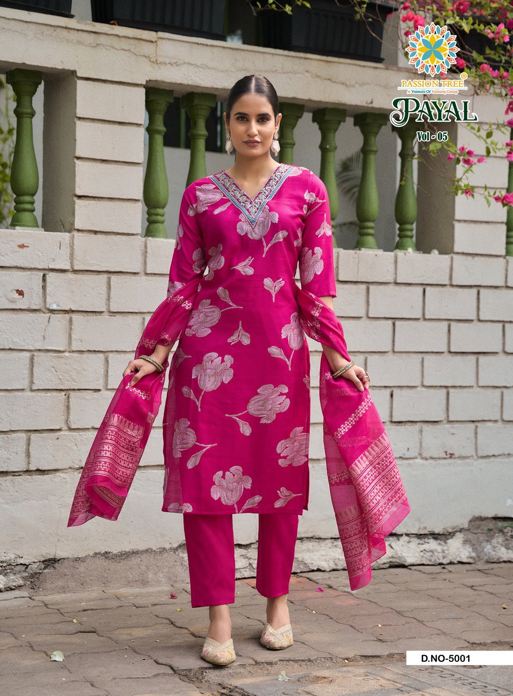 PASOON TREE BY KAJAL PRESENT PAYAL VOL 5 SERIES 5001-5008 STRAIGHT KURTI WITH PAINT AND DUPPATA 11