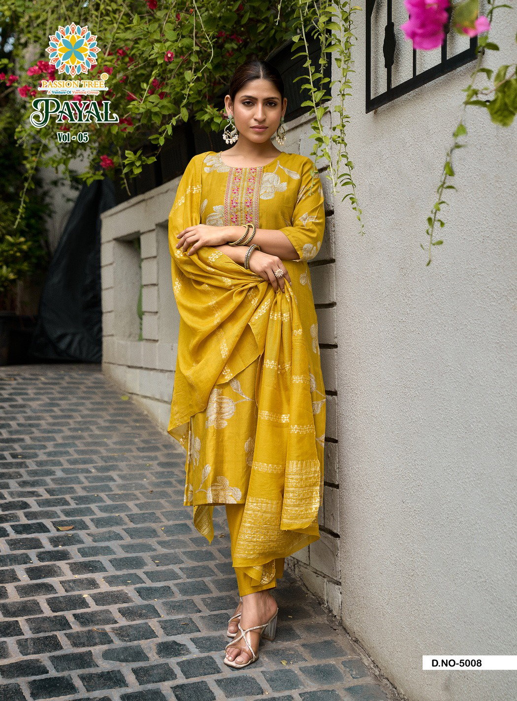 PASOON TREE BY KAJAL PRESENT PAYAL VOL 5 SERIES 5001-5008 STRAIGHT KURTI WITH PAINT AND DUPPATA 10