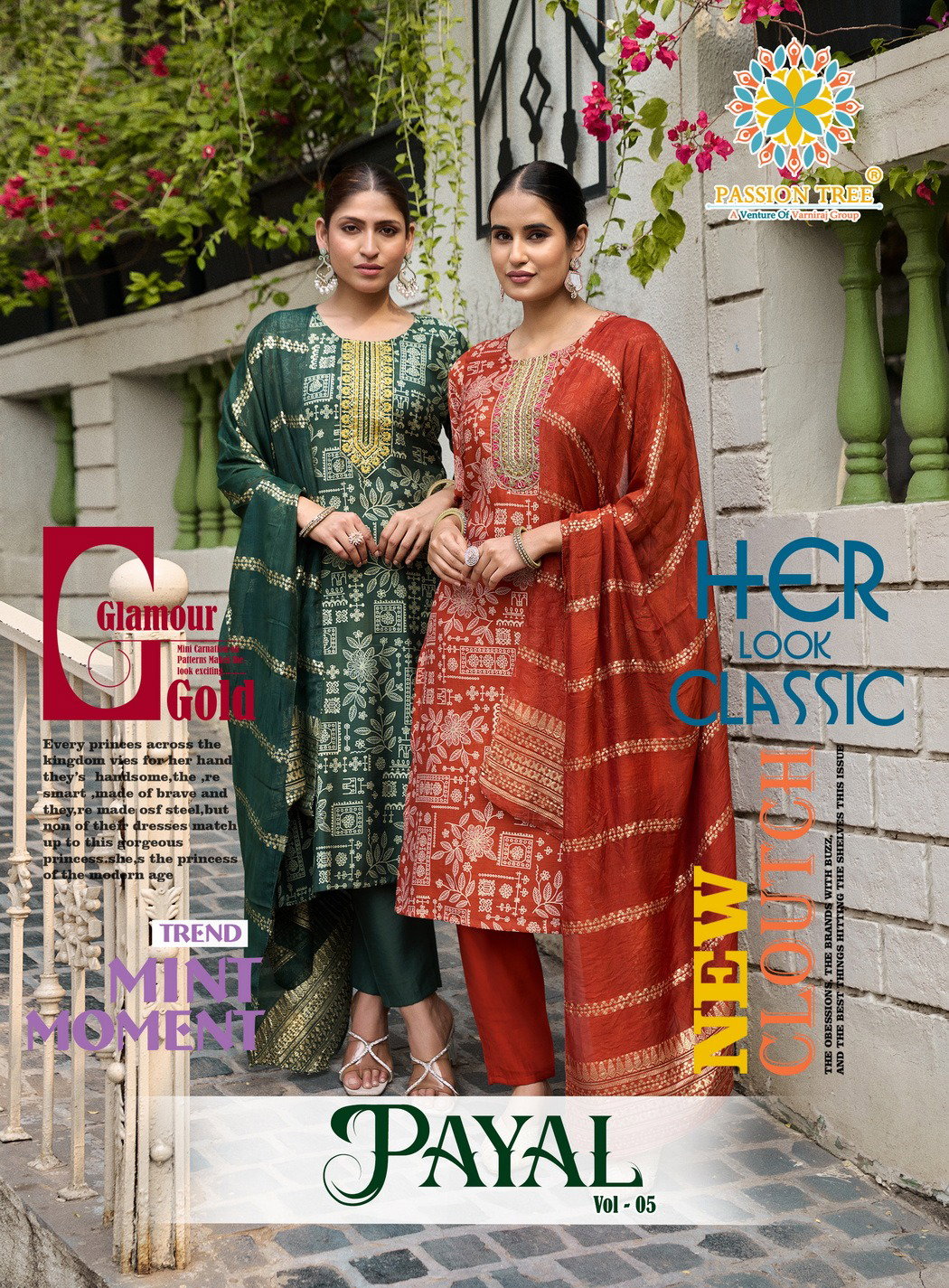 PASOON TREE BY KAJAL PRESENT PAYAL VOL 5 SERIES 5001-5008 STRAIGHT KURTI WITH PAINT AND DUPPATA 5
