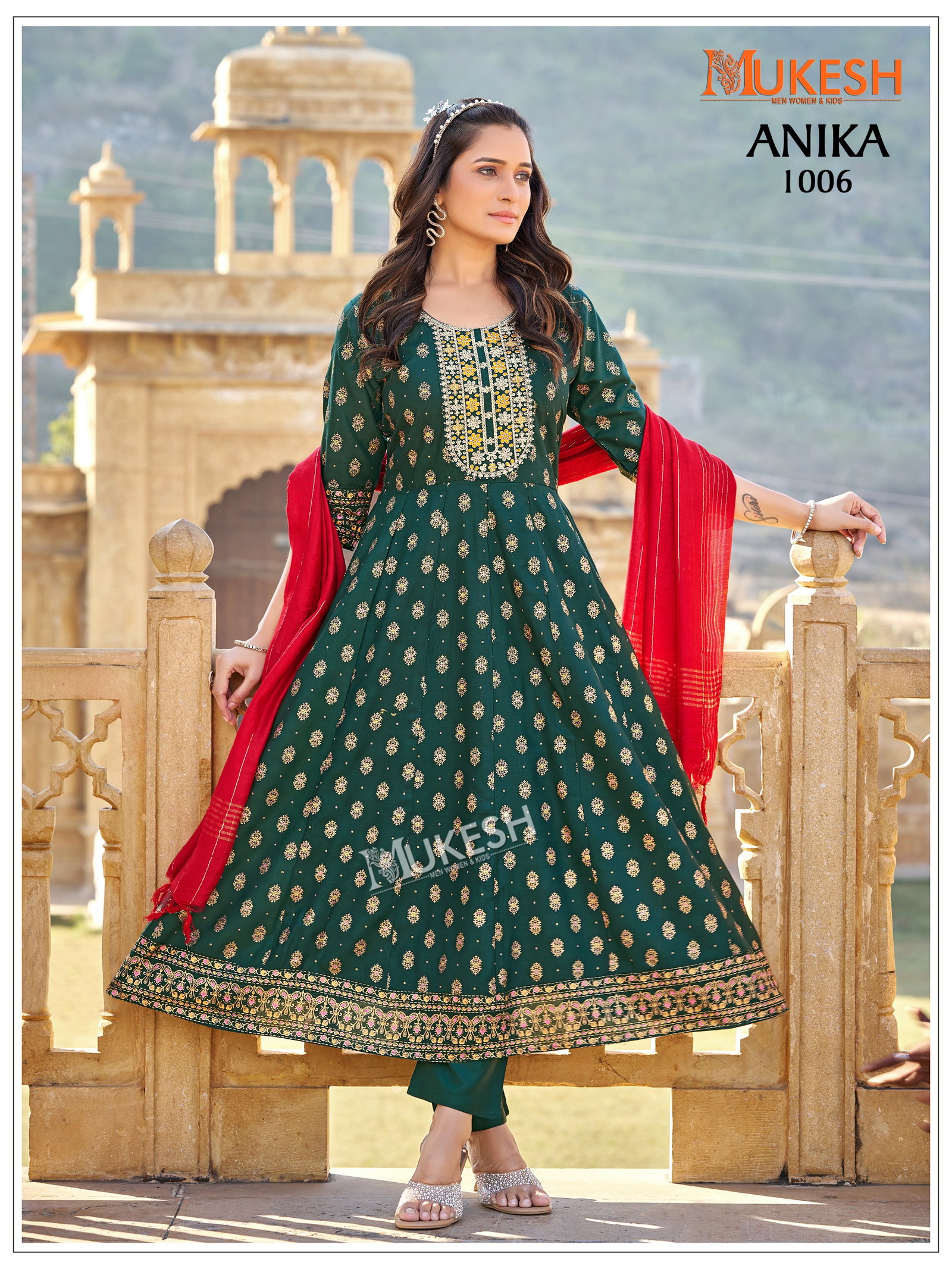 BANWARY PRESENT ANIKA READYMADE TOP BOTTOM DUPPATA WITH FOIL PRINT SERIES 1001-1008 10
