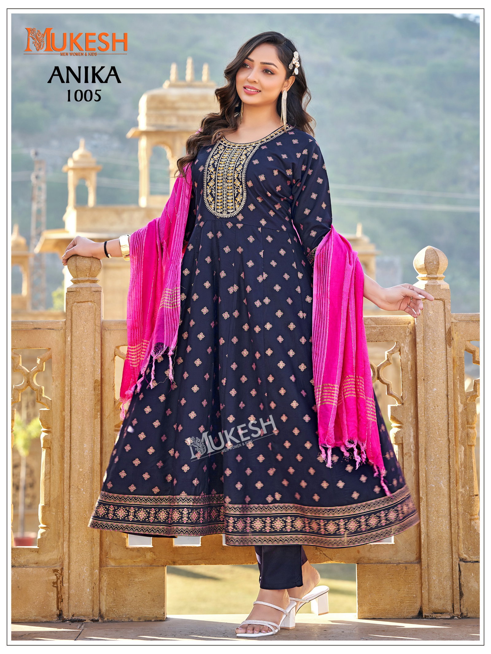 BANWARY PRESENT ANIKA READYMADE TOP BOTTOM DUPPATA WITH FOIL PRINT SERIES 1001-1008 8