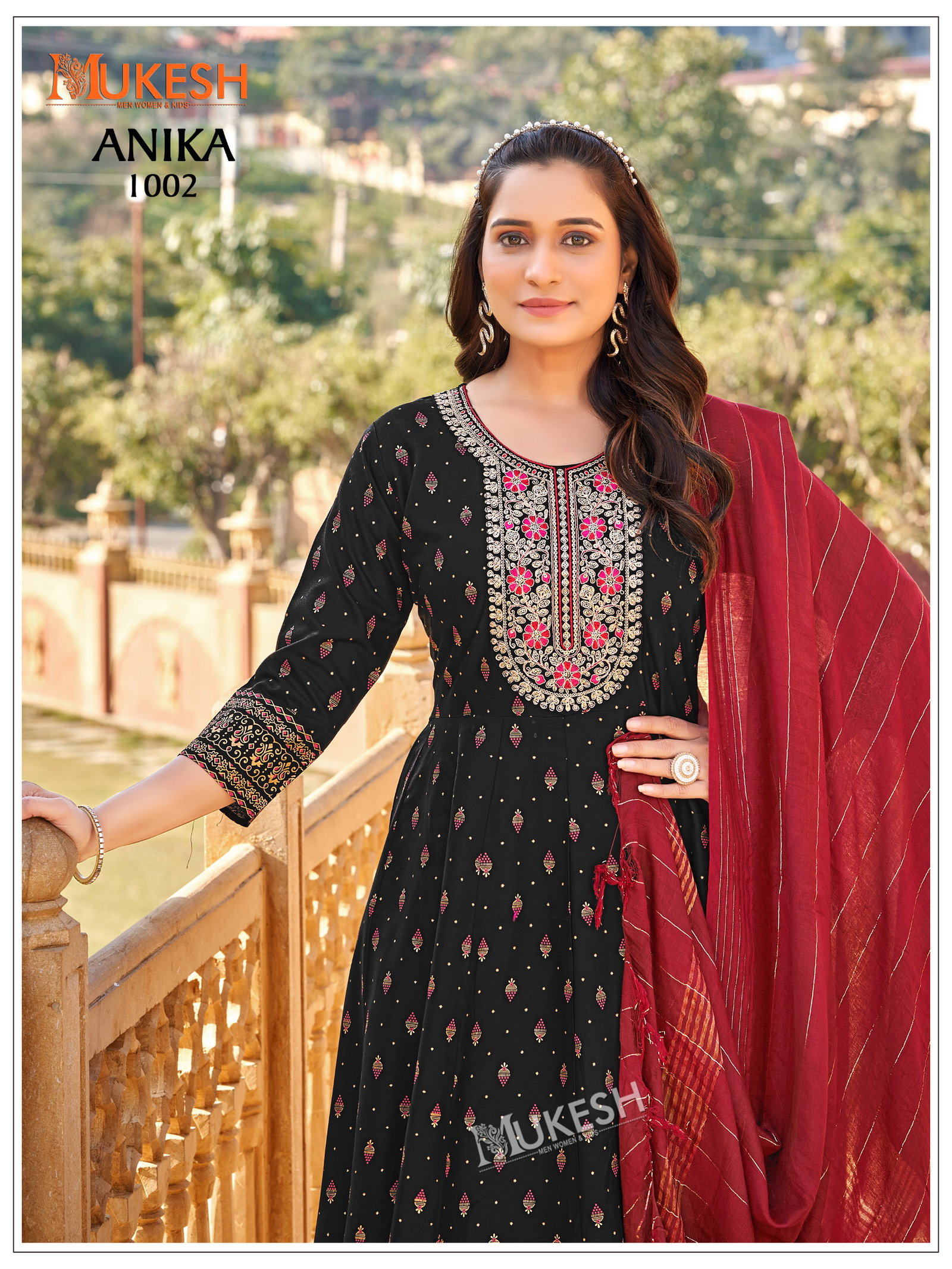 BANWARY PRESENT ANIKA READYMADE TOP BOTTOM DUPPATA WITH FOIL PRINT SERIES 1001-1008 12