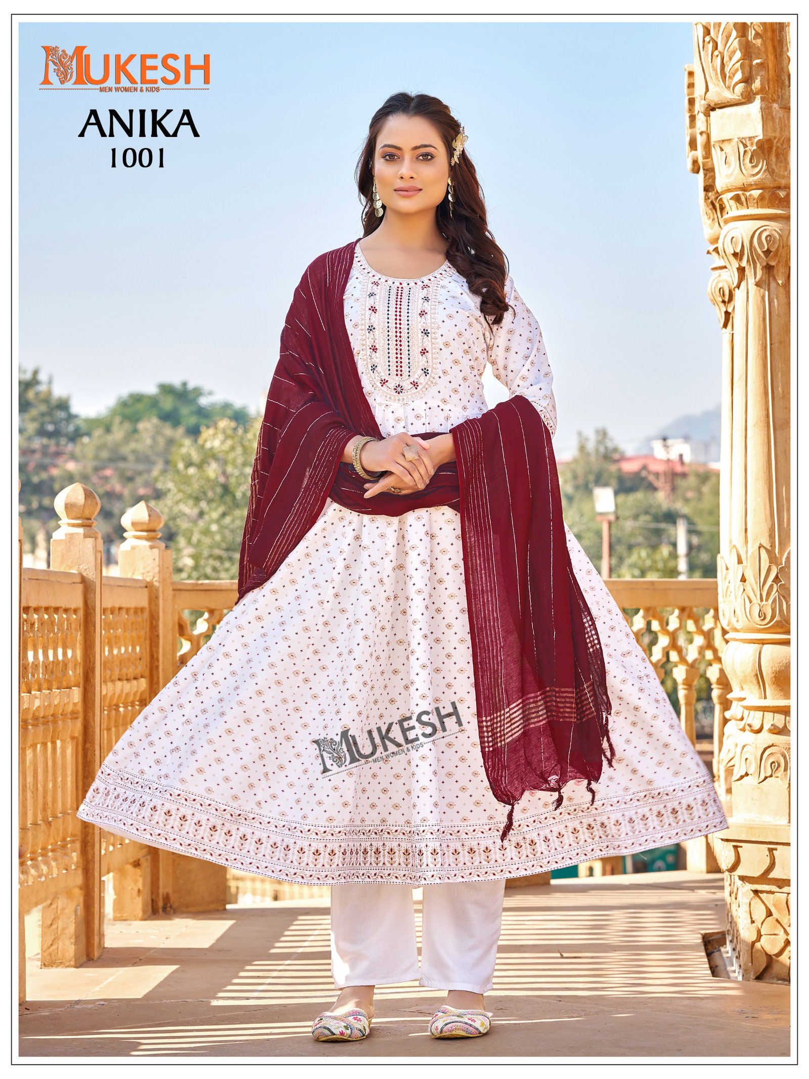 BANWARY PRESENT ANIKA READYMADE TOP BOTTOM DUPPATA WITH FOIL PRINT SERIES 1001-1008 7