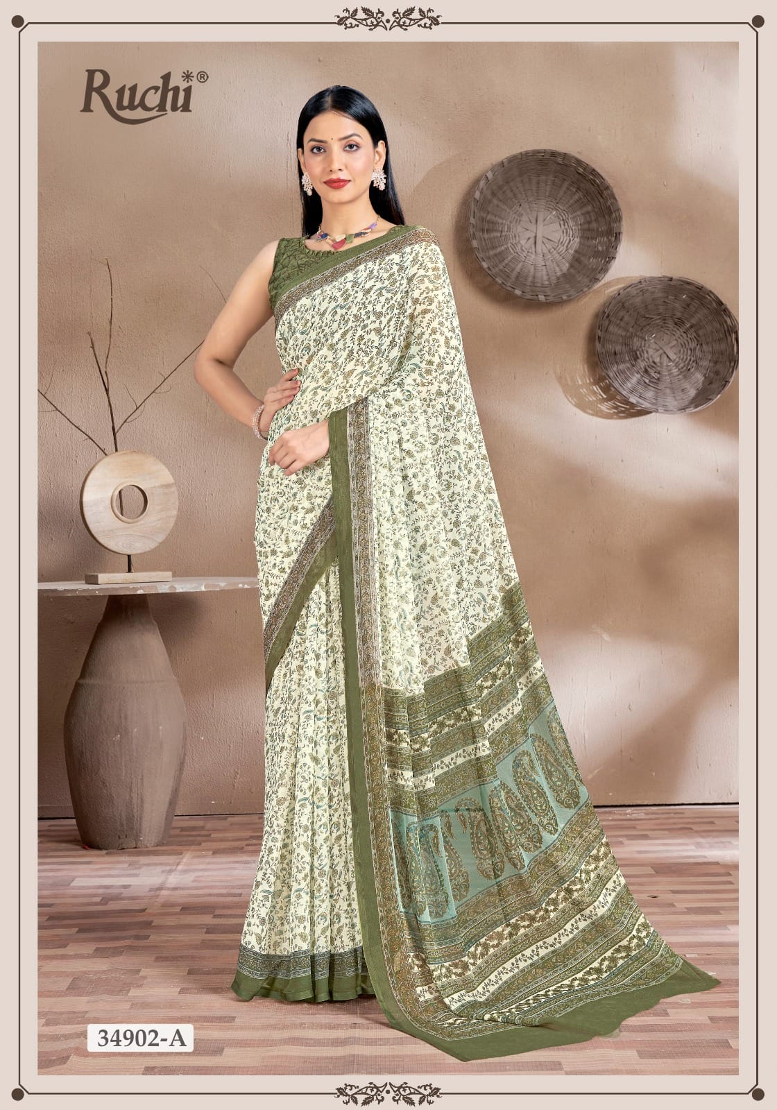 RUCHI PRESENT STAR CHIFFON 161 CHIFFON SAREE SERIES 34901A 1