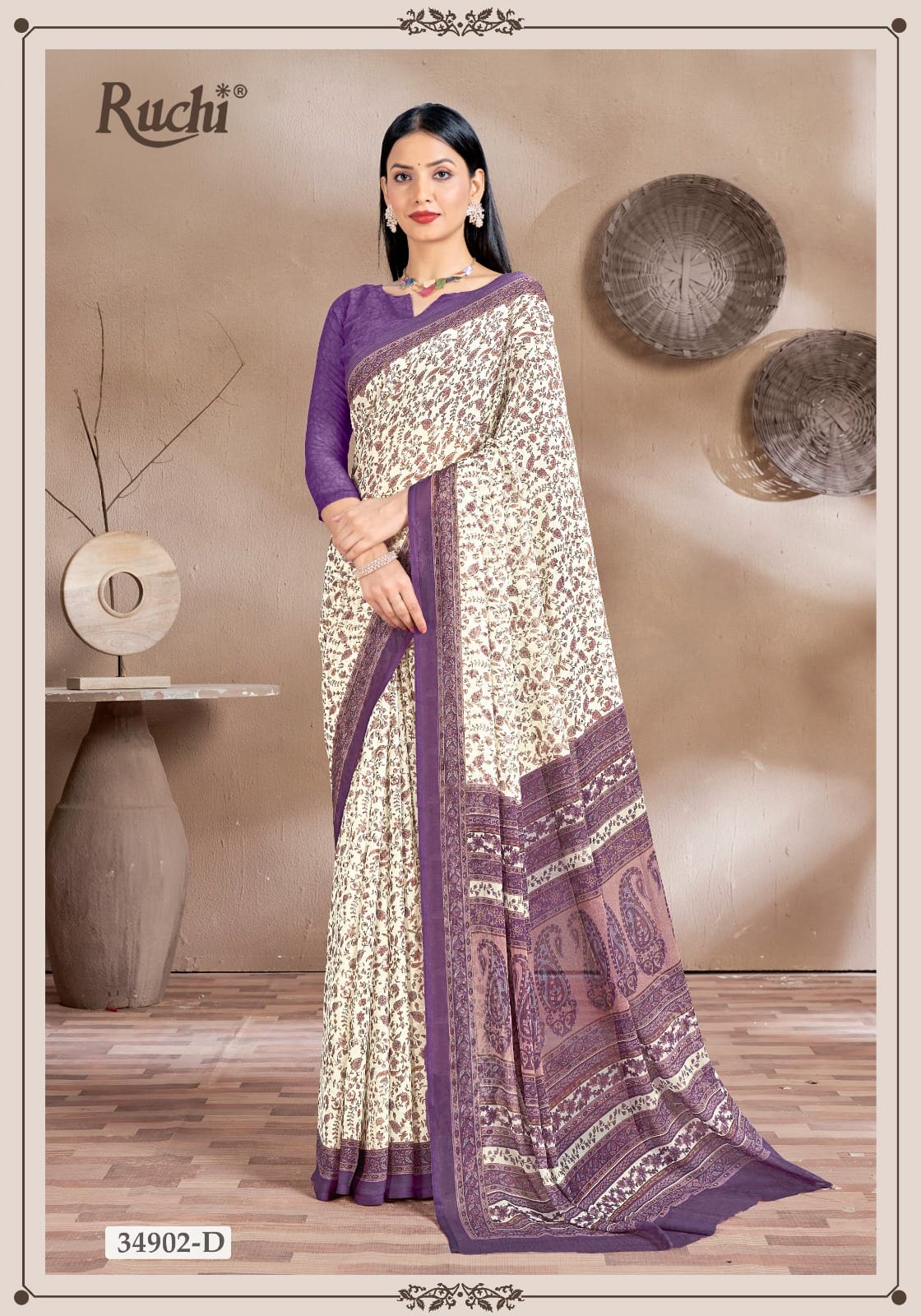 RUCHI PRESENT STAR CHIFFON 161 CHIFFON SAREE SERIES 34901A 3