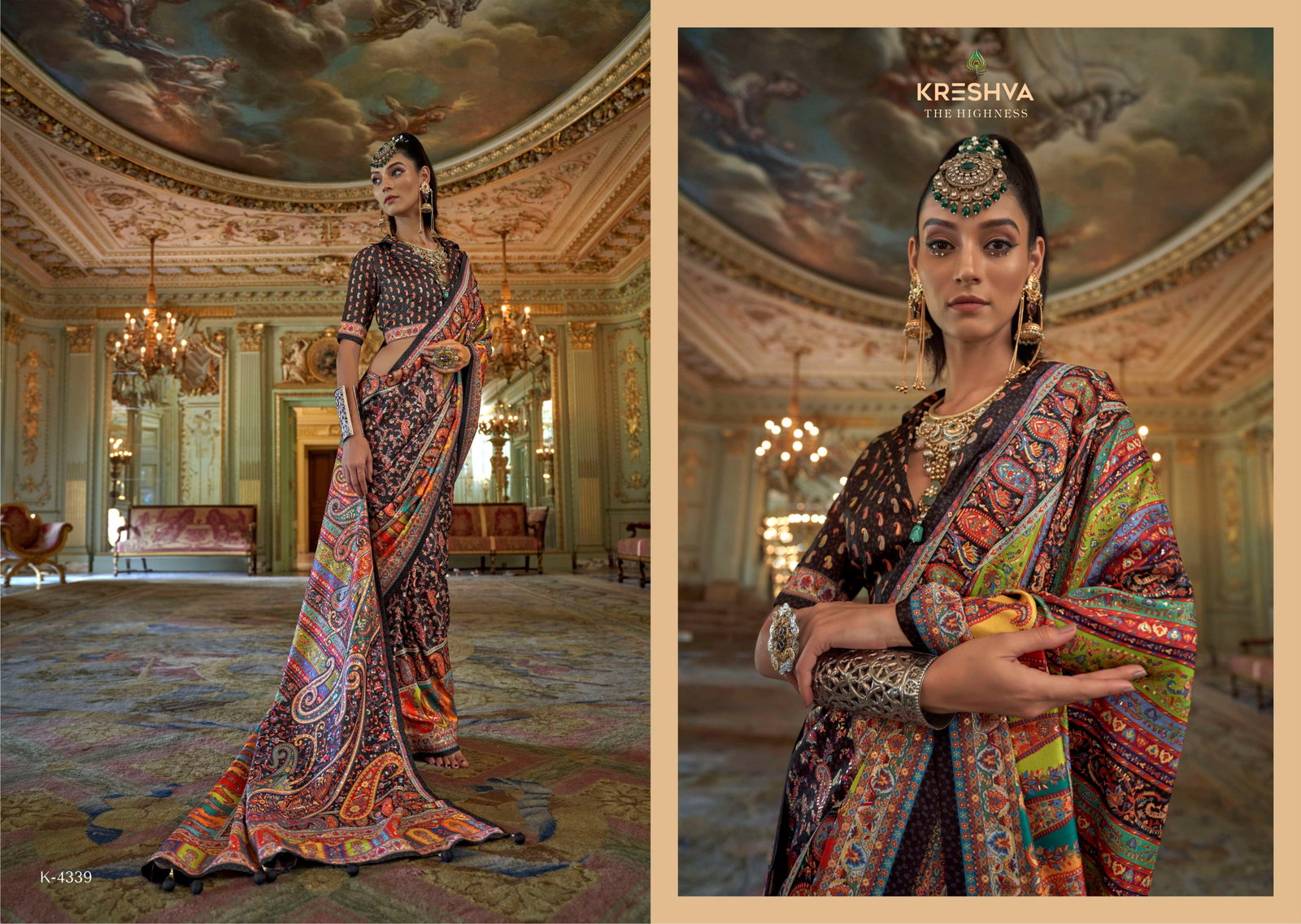 KRESHVA PRESENT RANI MAHAL SERIES 4336-4347 WITH P V SILK SAREE 8
