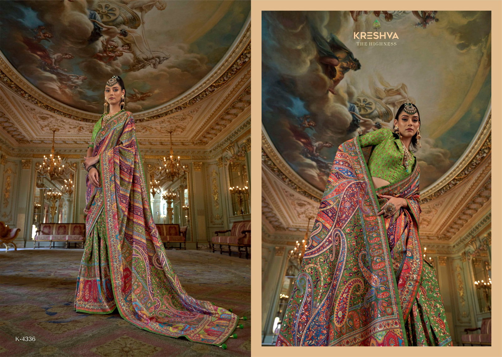 KRESHVA PRESENT RANI MAHAL SERIES 4336-4347 WITH P V SILK SAREE 7
