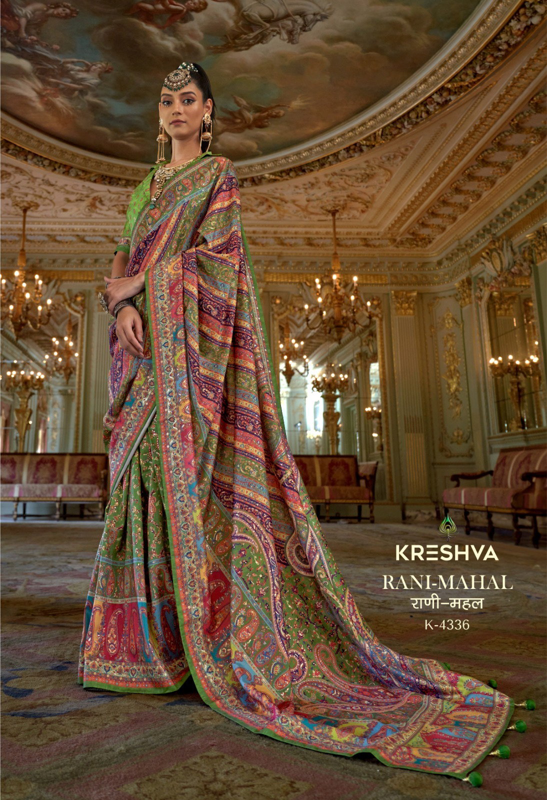 KRESHVA PRESENT RANI MAHAL SERIES 4336-4347 WITH P V SILK SAREE 6
