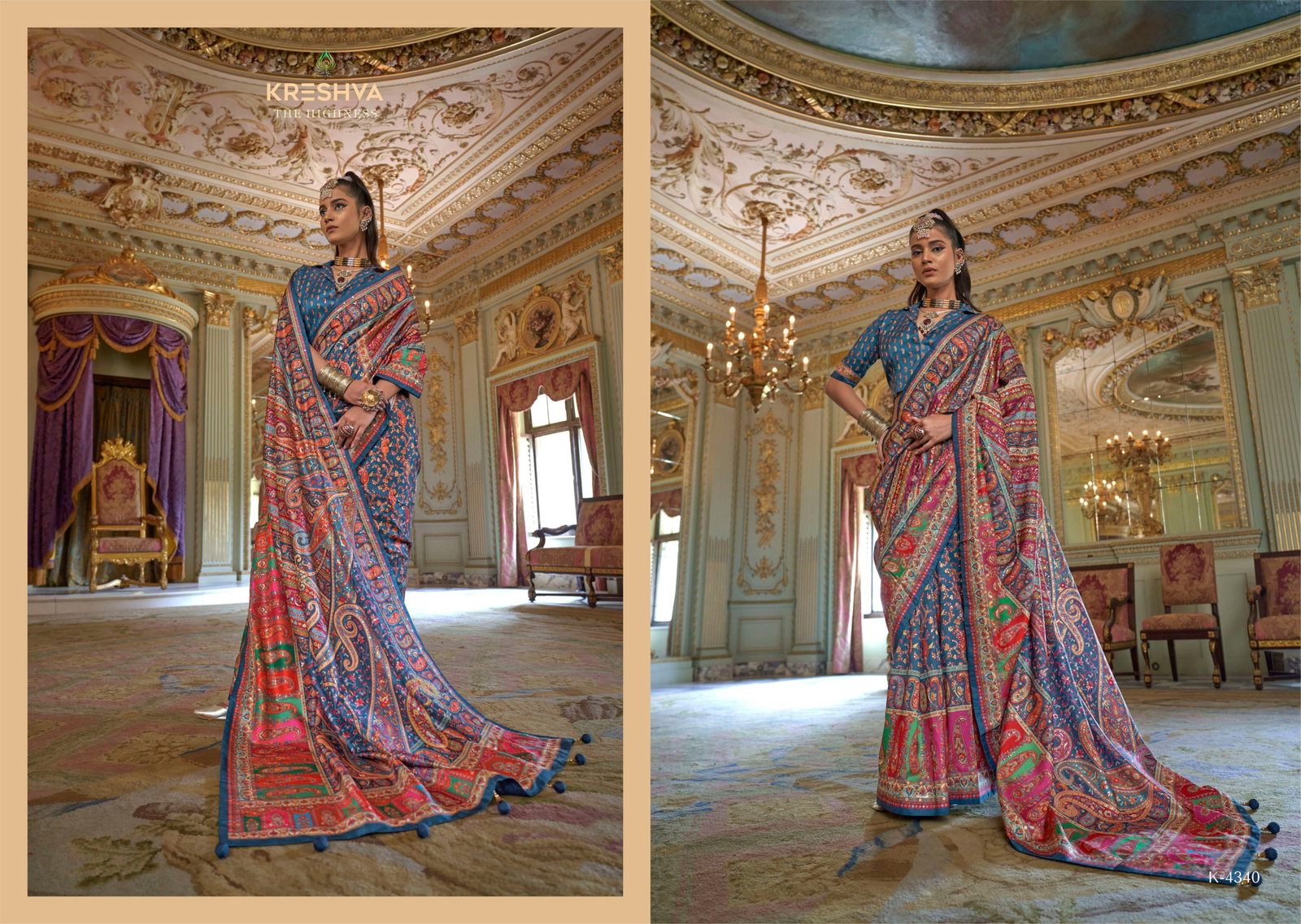 KRESHVA PRESENT RANI MAHAL SERIES 4336-4347 WITH P V SILK SAREE 12
