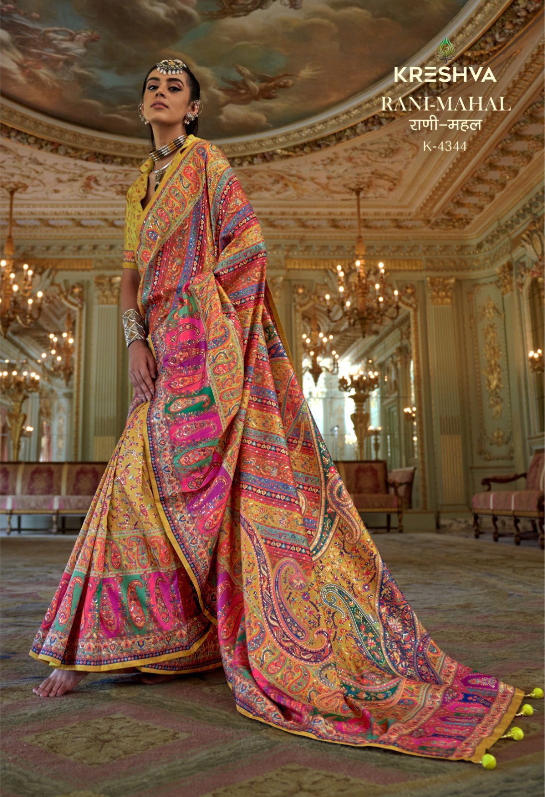 KRESHVA PRESENT RANI MAHAL SERIES 4336-4347 WITH P V SILK SAREE 11