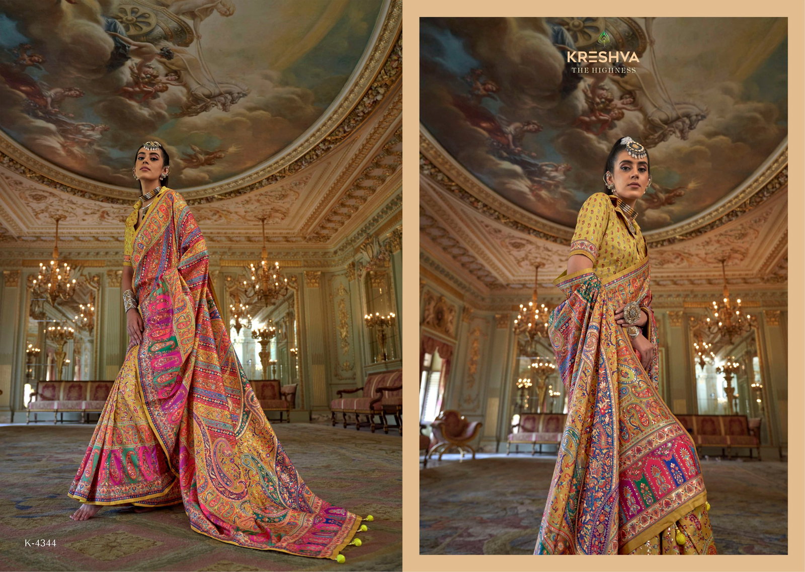 KRESHVA PRESENT RANI MAHAL SERIES 4336-4347 WITH P V SILK SAREE 9