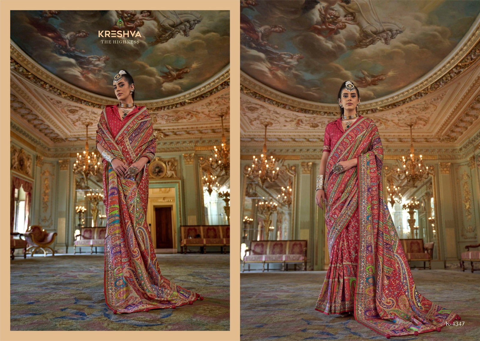 KRESHVA PRESENT RANI MAHAL SERIES 4336-4347 WITH P V SILK SAREE 14