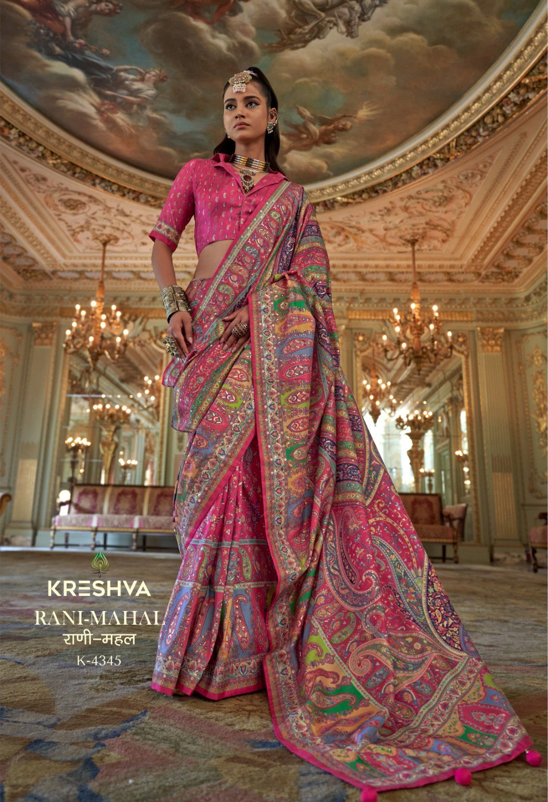 KRESHVA PRESENT RANI MAHAL SERIES 4336-4347 WITH P V SILK SAREE 13