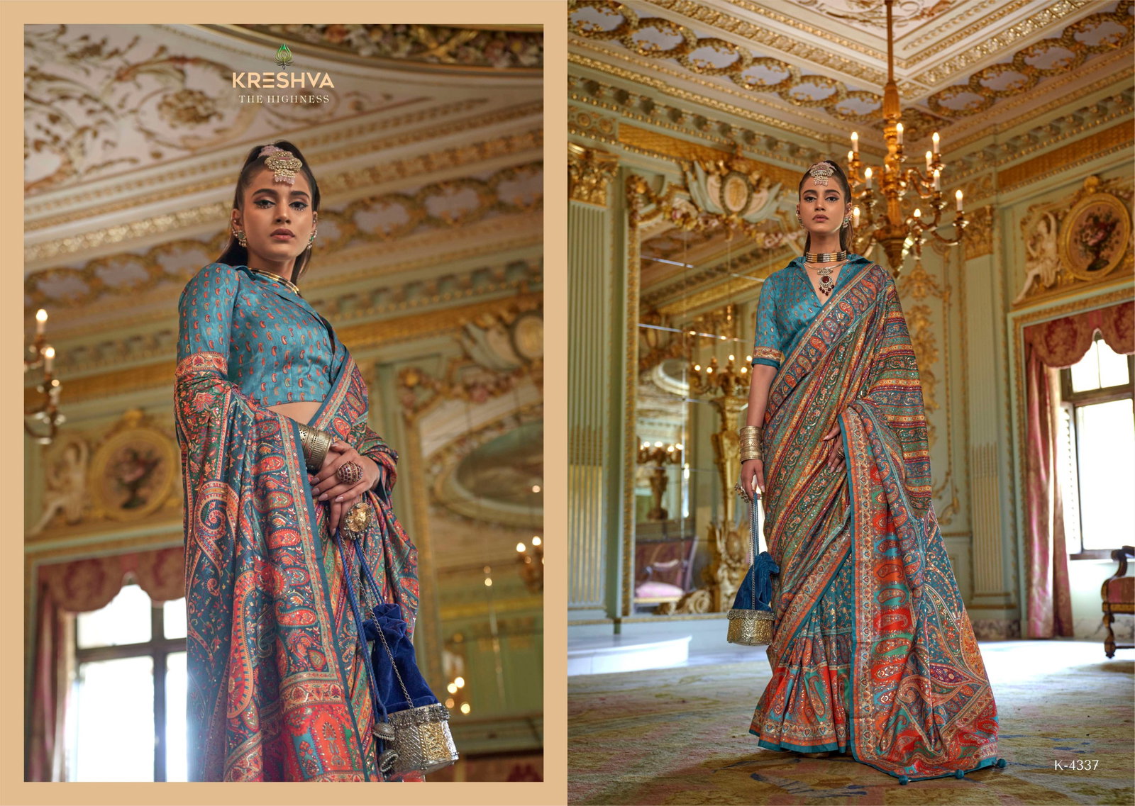 KRESHVA PRESENT RANI MAHAL SERIES 4336-4347 WITH P V SILK SAREE 25