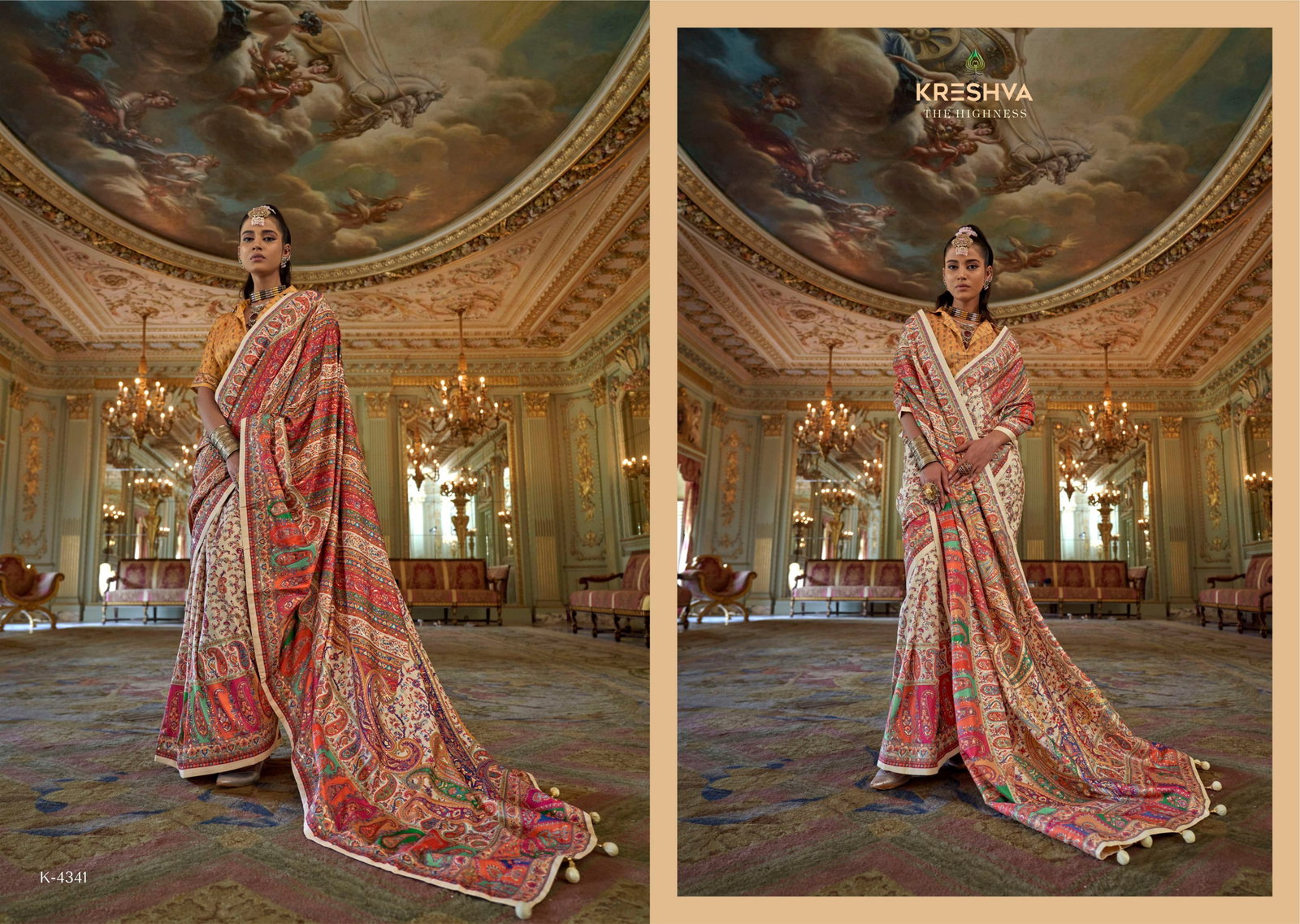 KRESHVA PRESENT RANI MAHAL SERIES 4336-4347 WITH P V SILK SAREE 17
