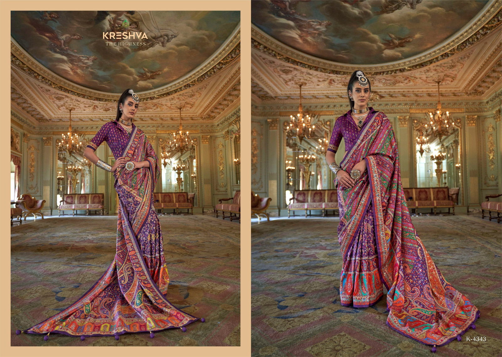 KRESHVA PRESENT RANI MAHAL SERIES 4336-4347 WITH P V SILK SAREE 16
