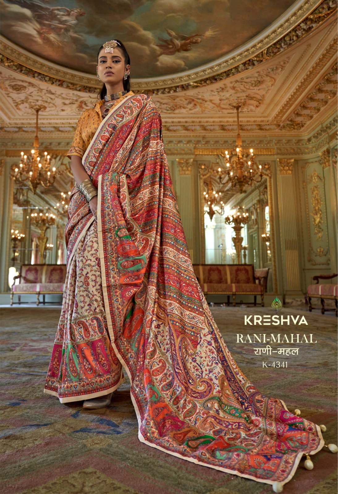 KRESHVA PRESENT RANI MAHAL SERIES 4336-4347 WITH P V SILK SAREE 19
