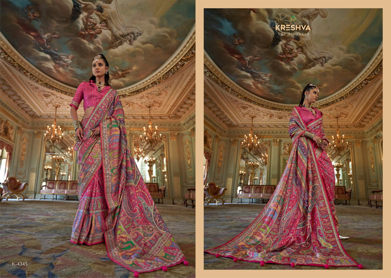 KRESHVA PRESENT RANI MAHAL SERIES 4336-4347 WITH P V SILK SAREE 18