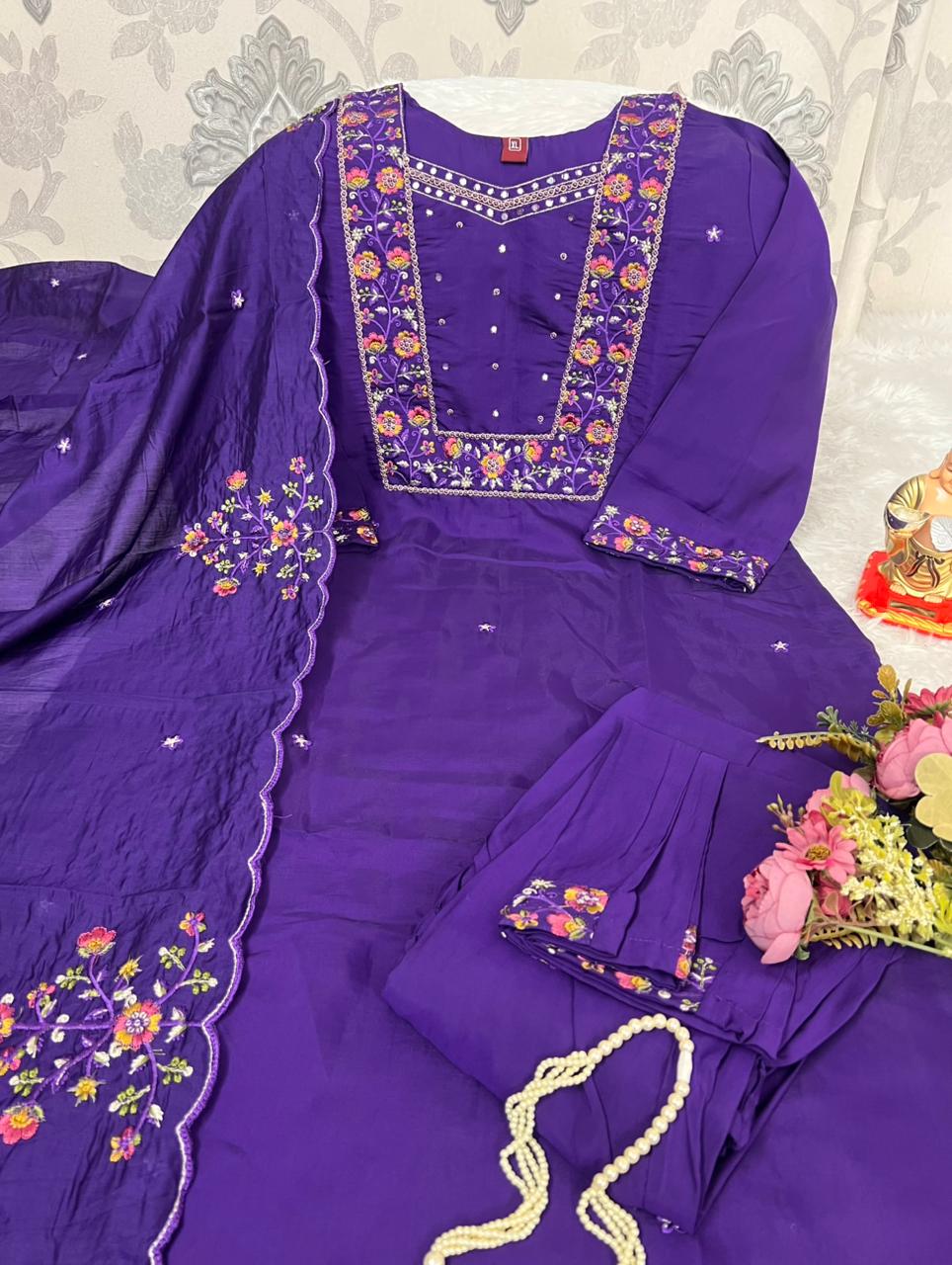 N F FASHION PRESENT 3 PCS KURTI SET WITH HAND WORK 11