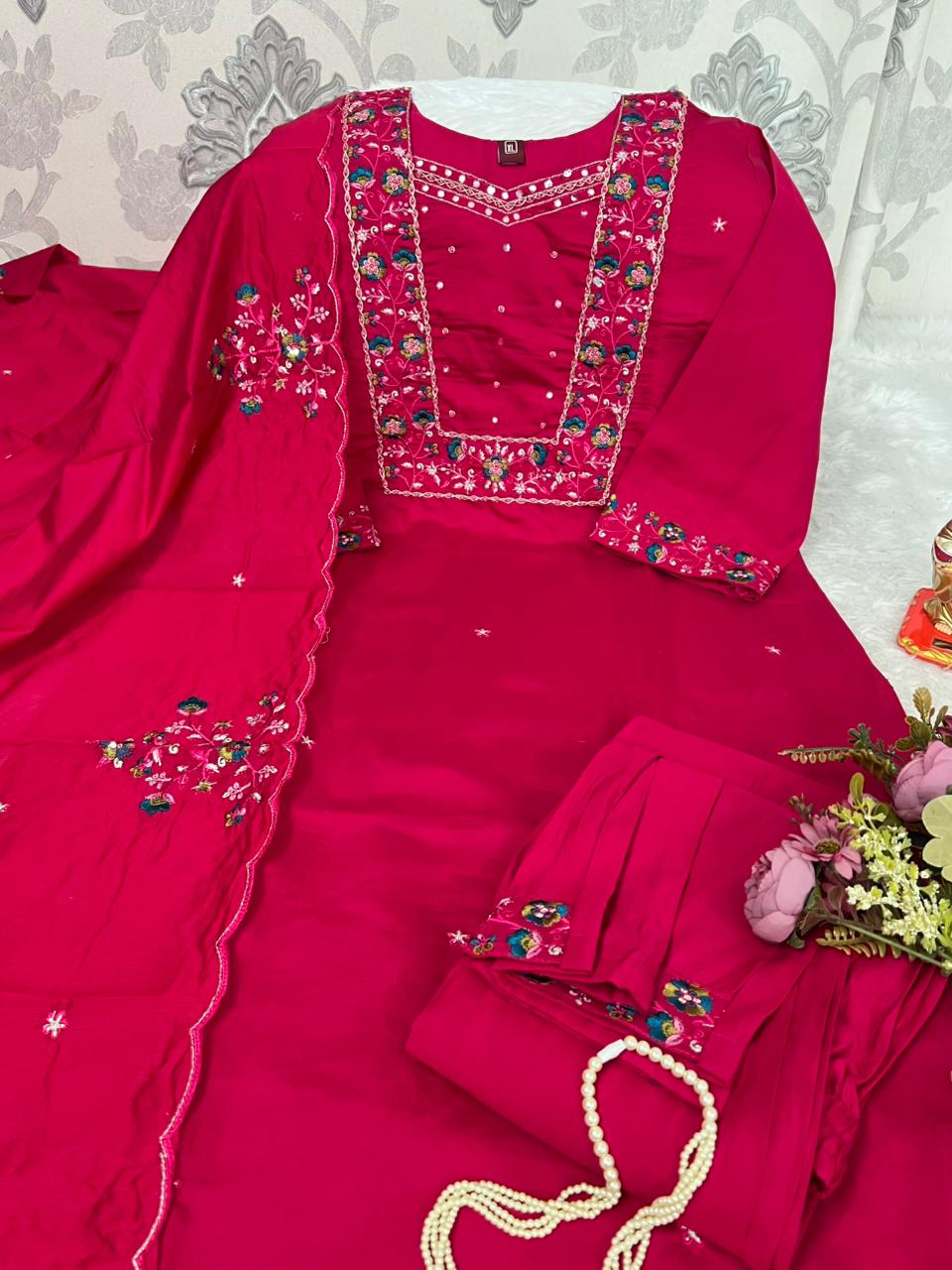N F FASHION PRESENT 3 PCS KURTI SET WITH HAND WORK 9
