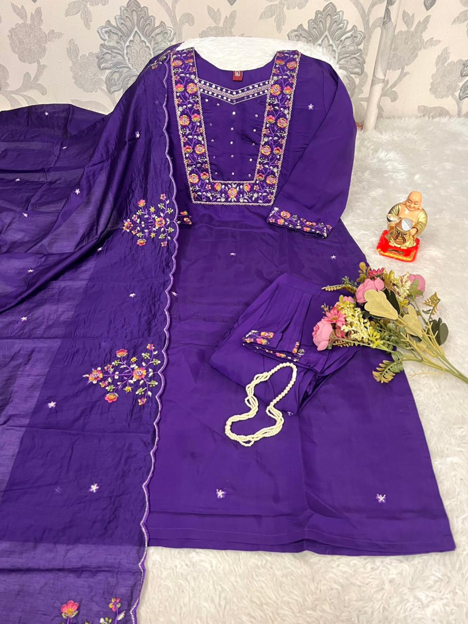 N F FASHION PRESENT 3 PCS KURTI SET WITH HAND WORK 7