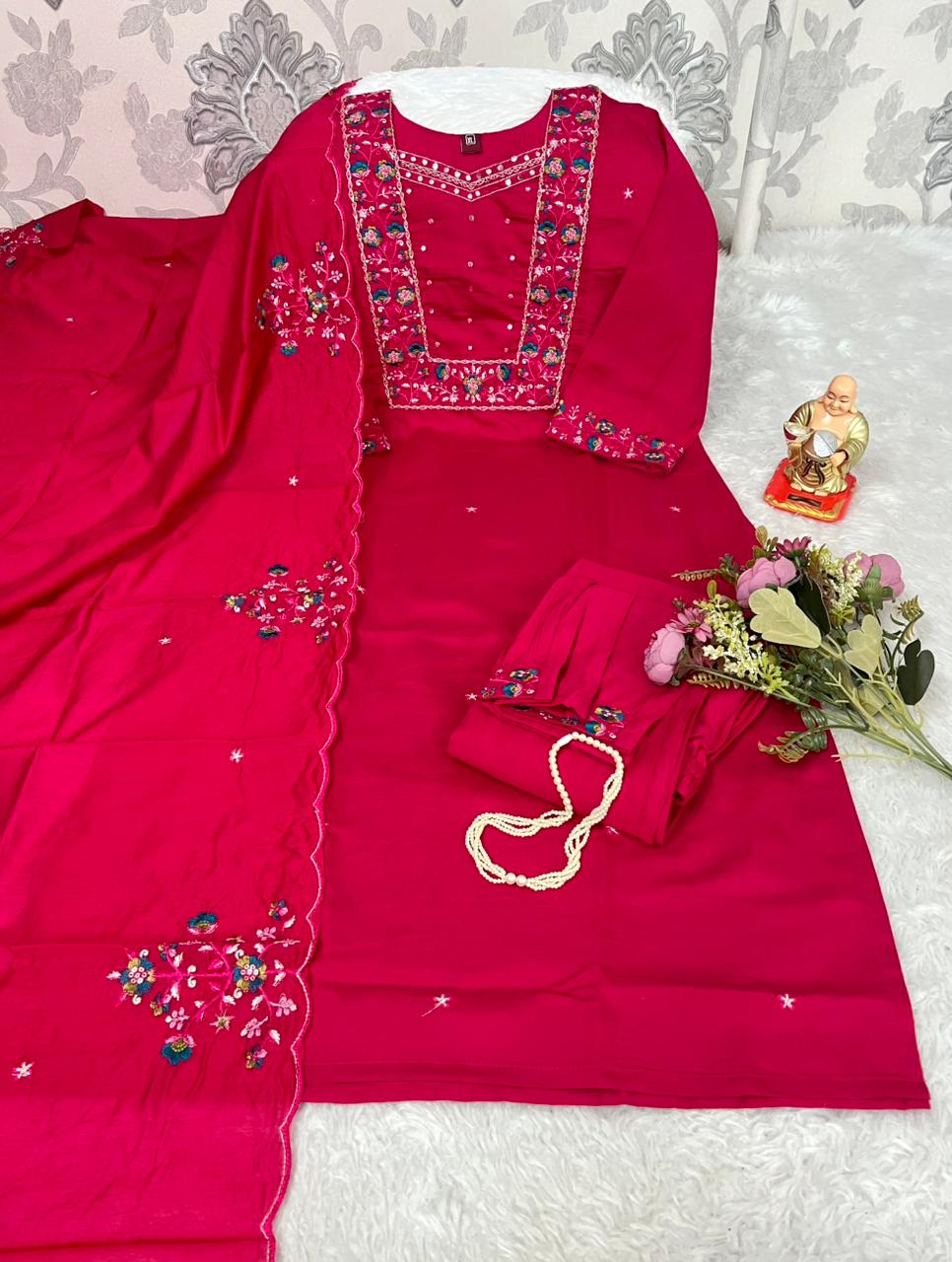 N F FASHION PRESENT 3 PCS KURTI SET WITH HAND WORK 6