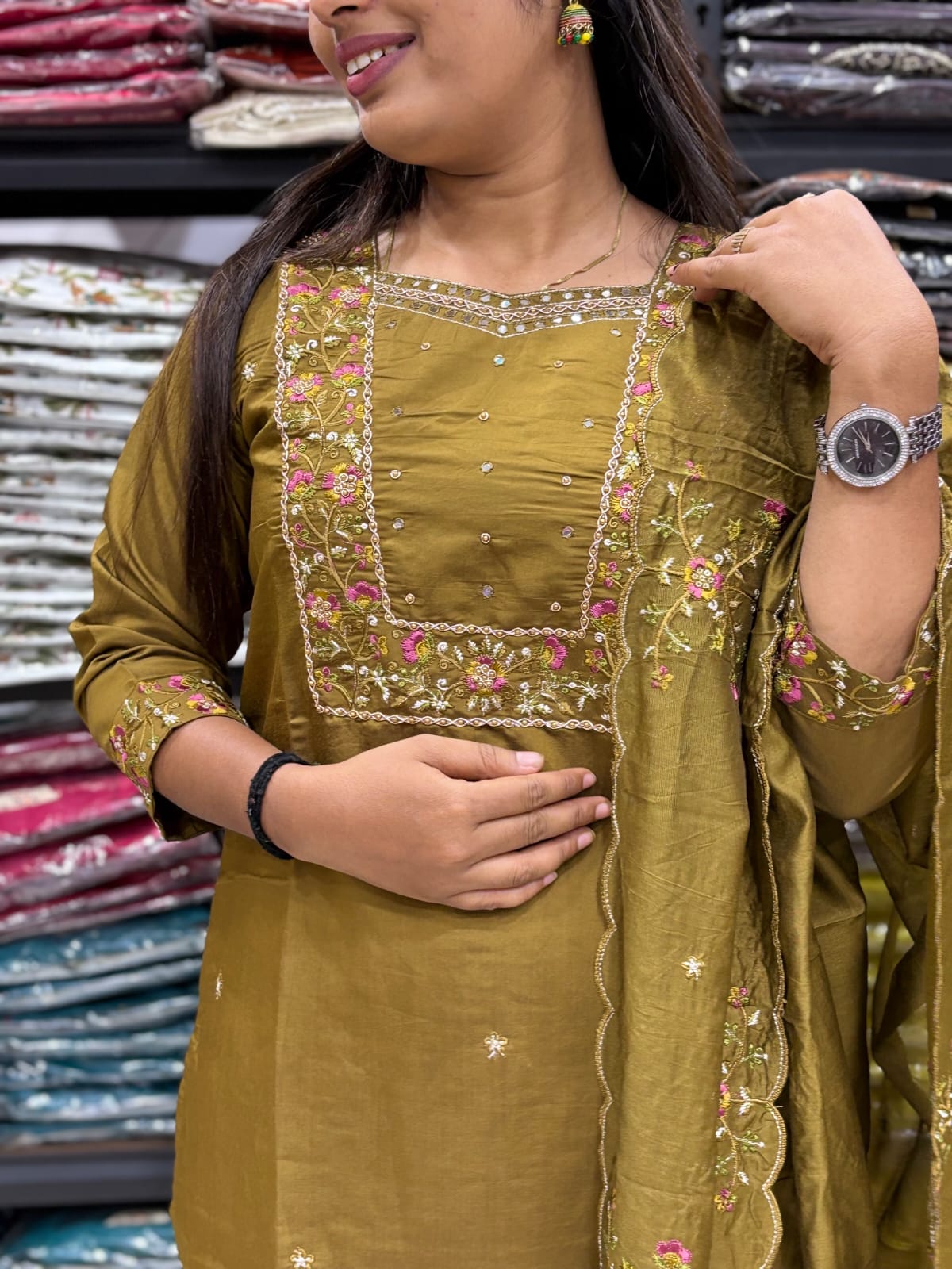 N F FASHION PRESENT 3 PCS KURTI SET WITH HAND WORK 3