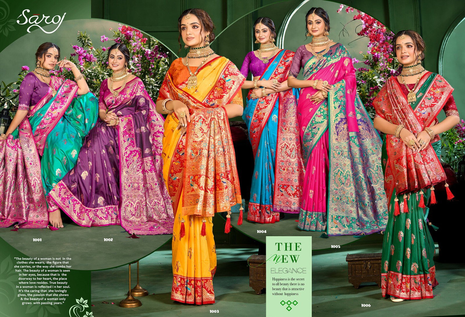 SAROJ PRESENT VEEDA SILK SWORSKI SERIES 1001-1006 8