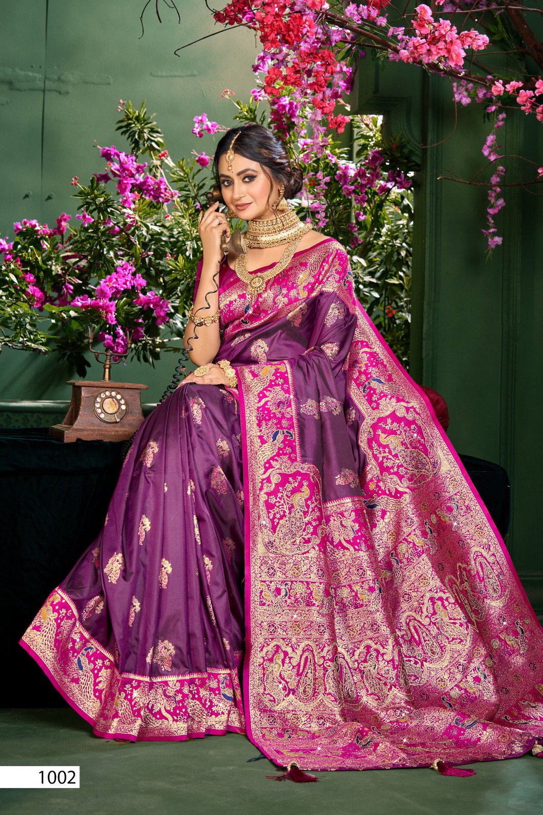 SAROJ PRESENT VEEDA SILK SWORSKI SERIES 1001-1006 7