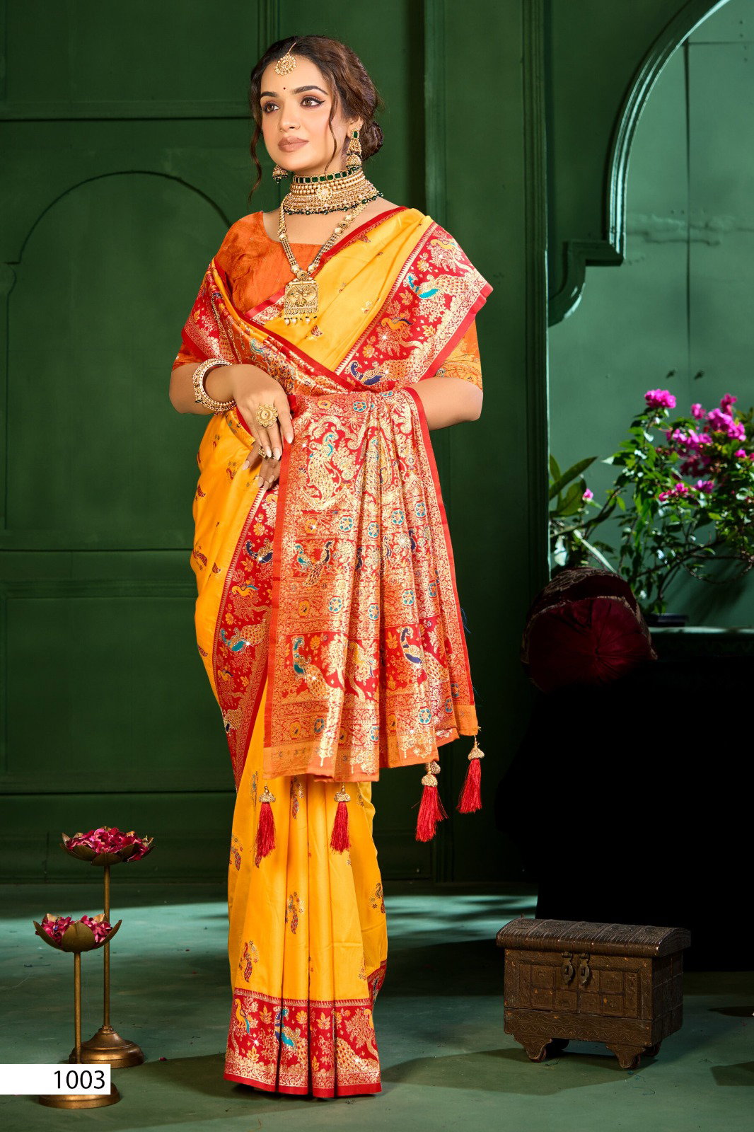 SAROJ PRESENT VEEDA SILK SWORSKI SERIES 1001-1006 3