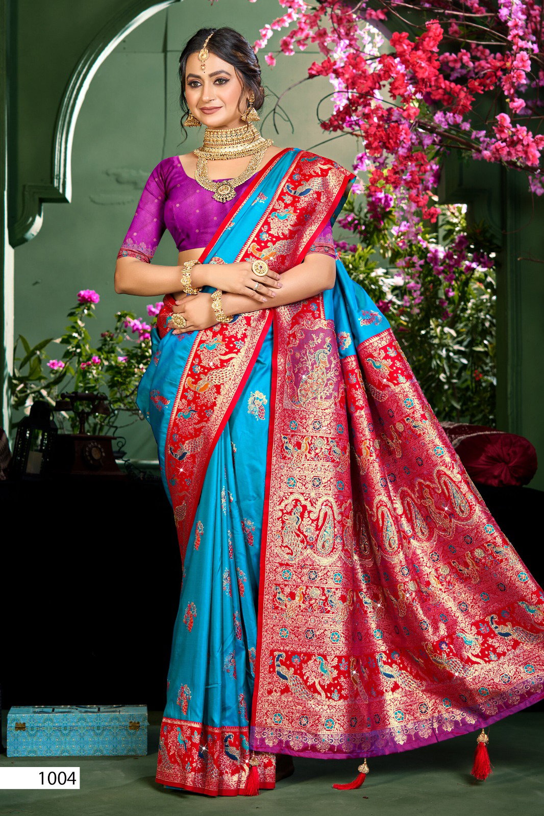 SAROJ PRESENT VEEDA SILK SWORSKI SERIES 1001-1006 2