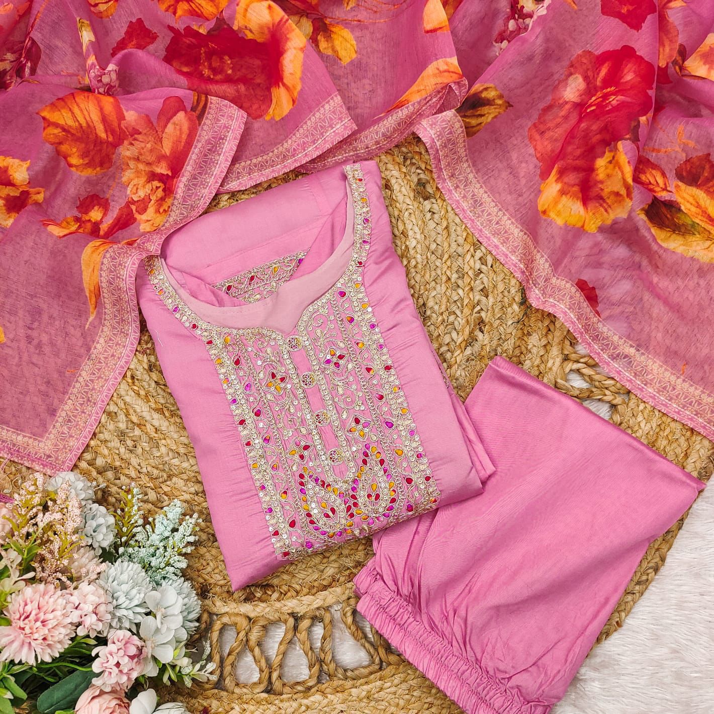X lady present 3 pcs ready-made concept with Roman silk pastel color 2