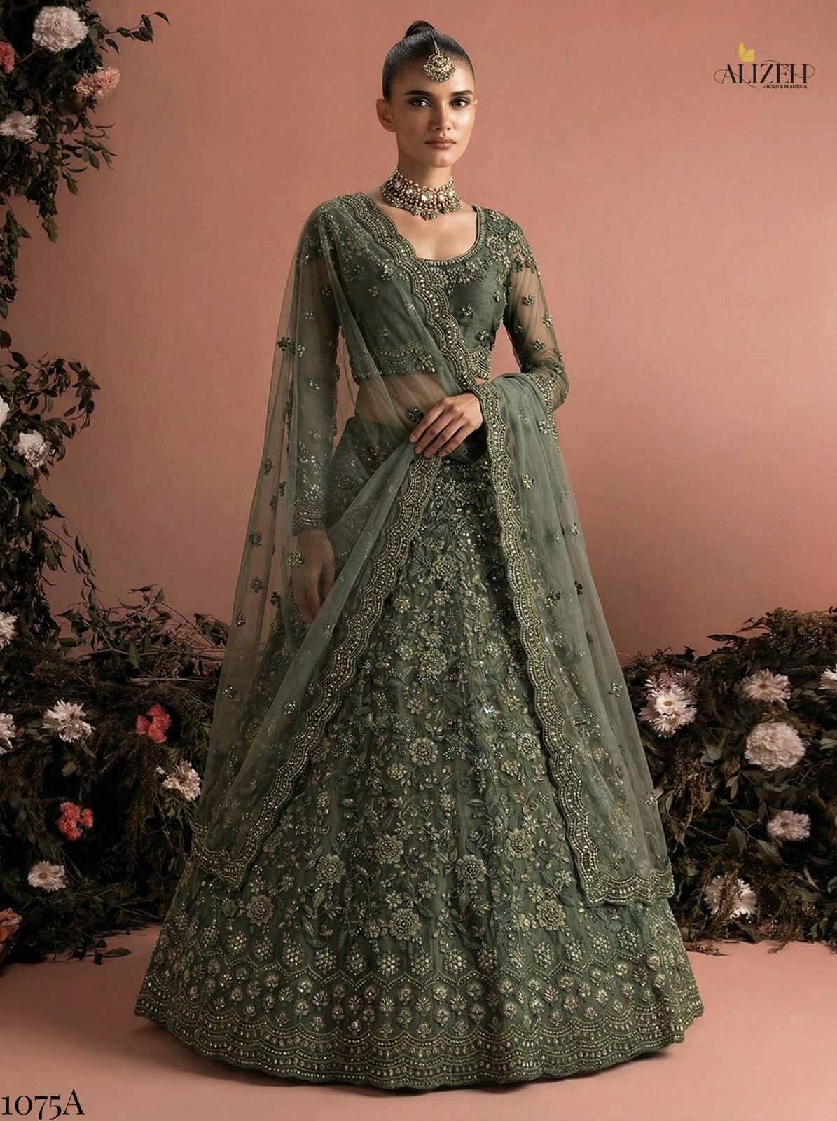 ALIZEH PRESENT BRIDAL 1075   LEHENGA CHOLI WITH NET DUPPATA 13
