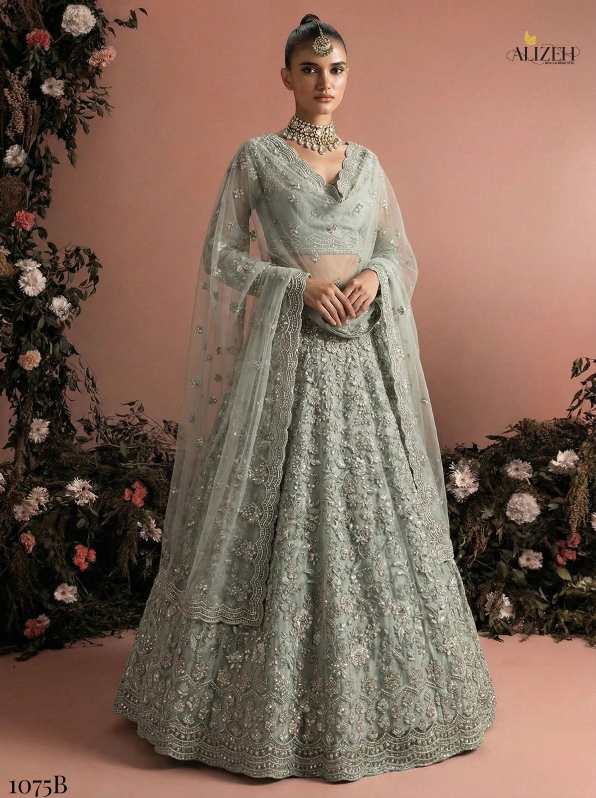 ALIZEH PRESENT BRIDAL 1075   LEHENGA CHOLI WITH NET DUPPATA 12