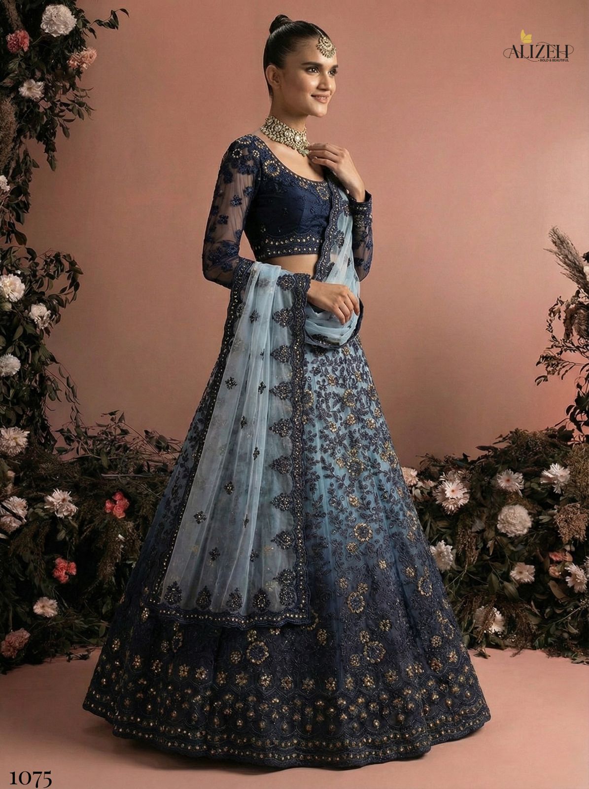 ALIZEH PRESENT BRIDAL 1075   LEHENGA CHOLI WITH NET DUPPATA 9