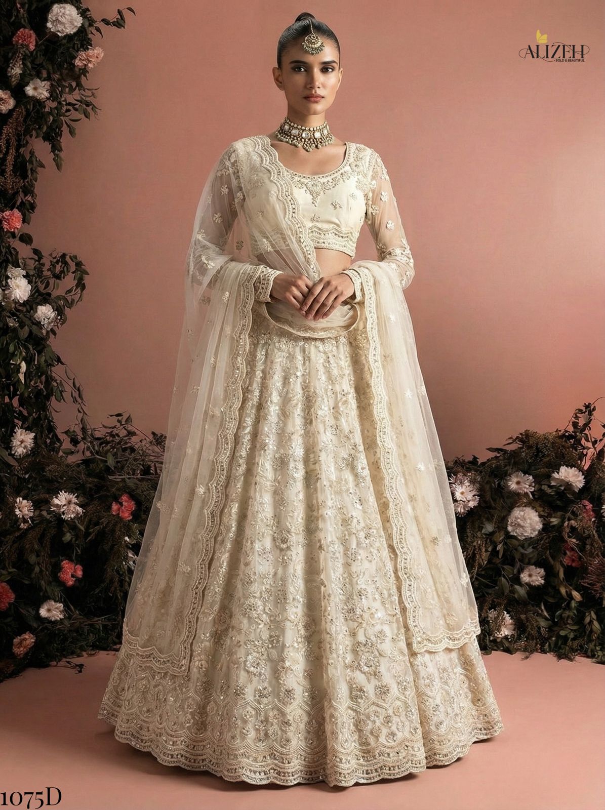 ALIZEH PRESENT BRIDAL 1075   LEHENGA CHOLI WITH NET DUPPATA 4