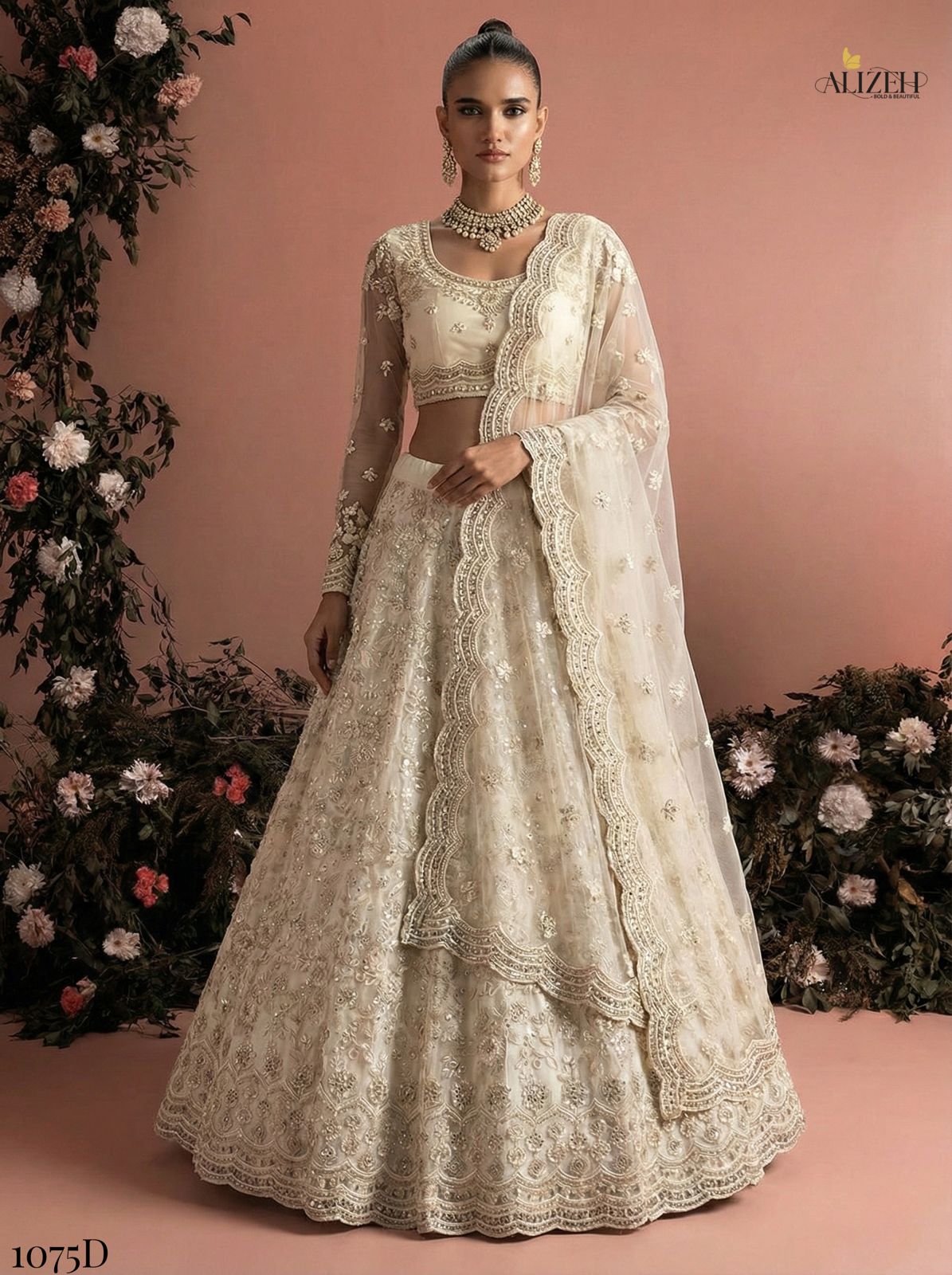 ALIZEH PRESENT BRIDAL 1075   LEHENGA CHOLI WITH NET DUPPATA 3