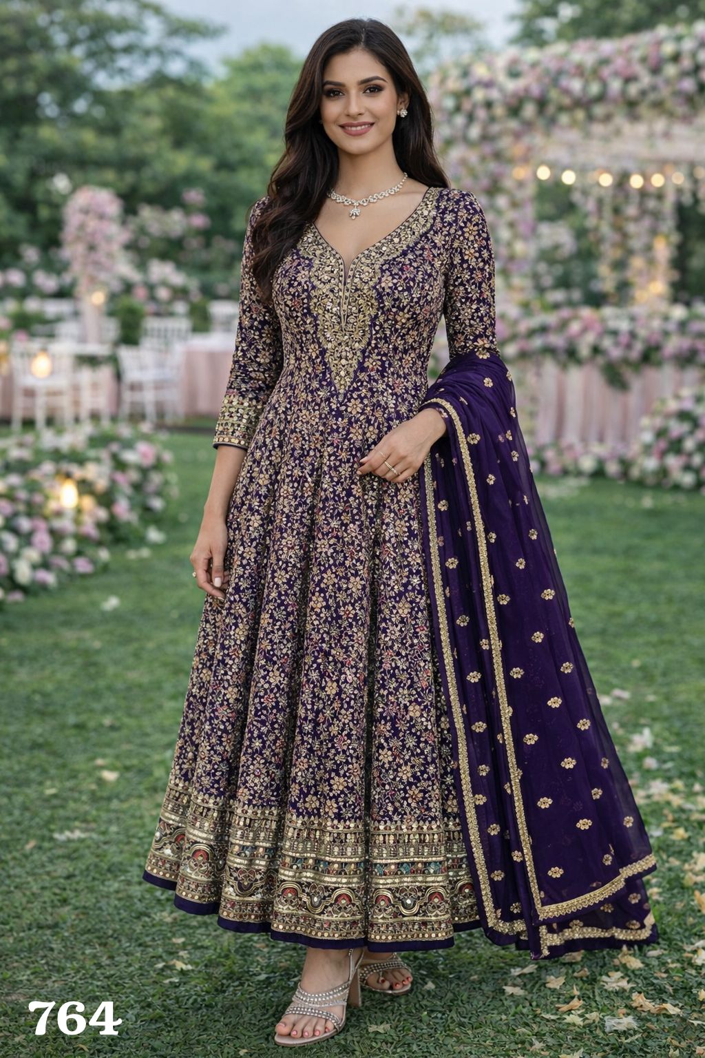 MRUDANGI PRESENT FIZZA SERIES 764   FULL LENGTH GEORGETTE GOWN WITH FREE SIZE 5