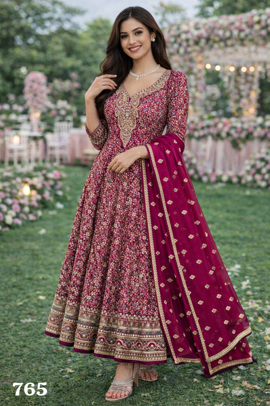 MRUDANGI PRESENT FIZZA SERIES 764   FULL LENGTH GEORGETTE GOWN WITH FREE SIZE 3