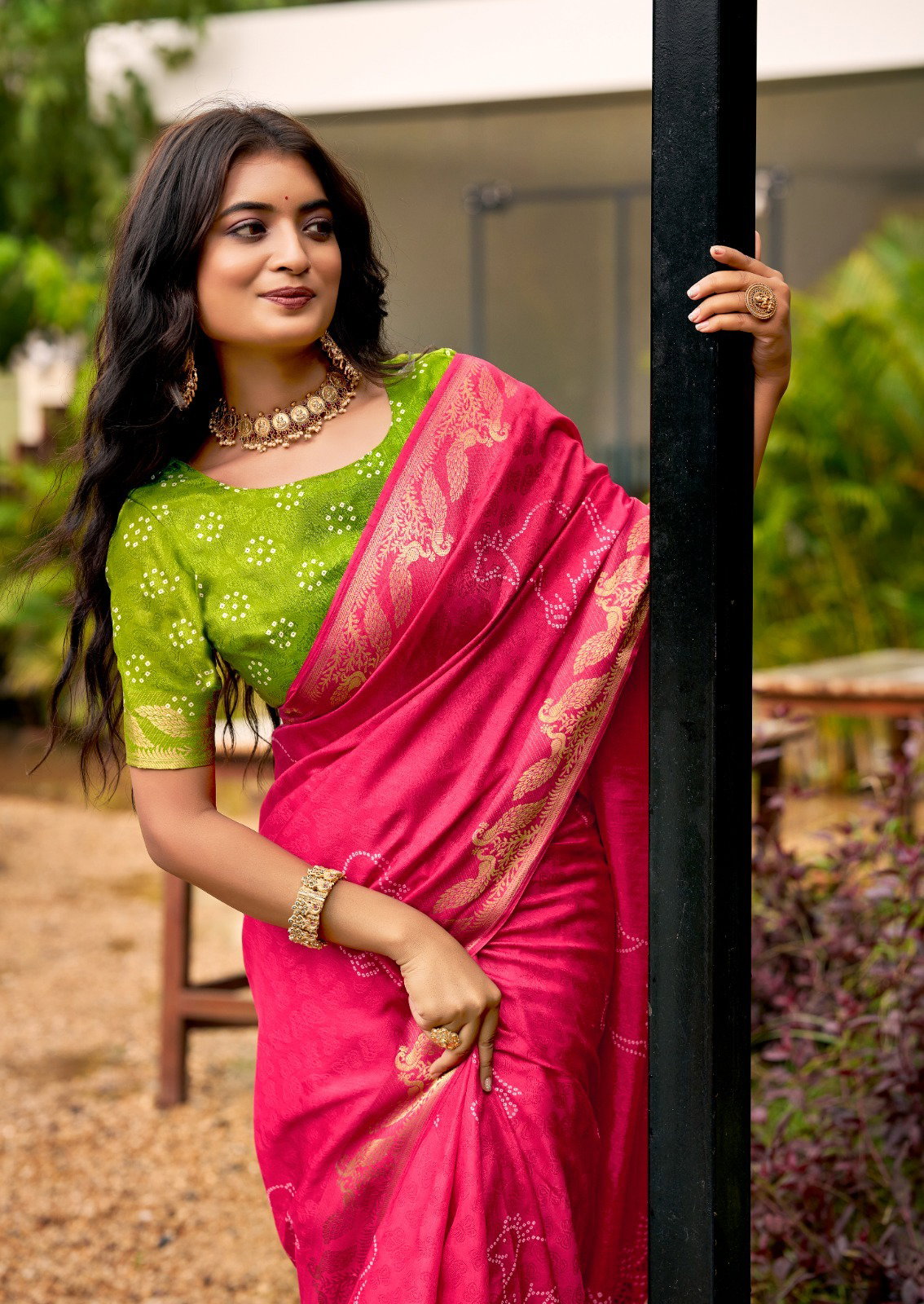 SR PRESENT SCARLET SILK SAREE WITH JECARD BORDER SERIES 101-110 2