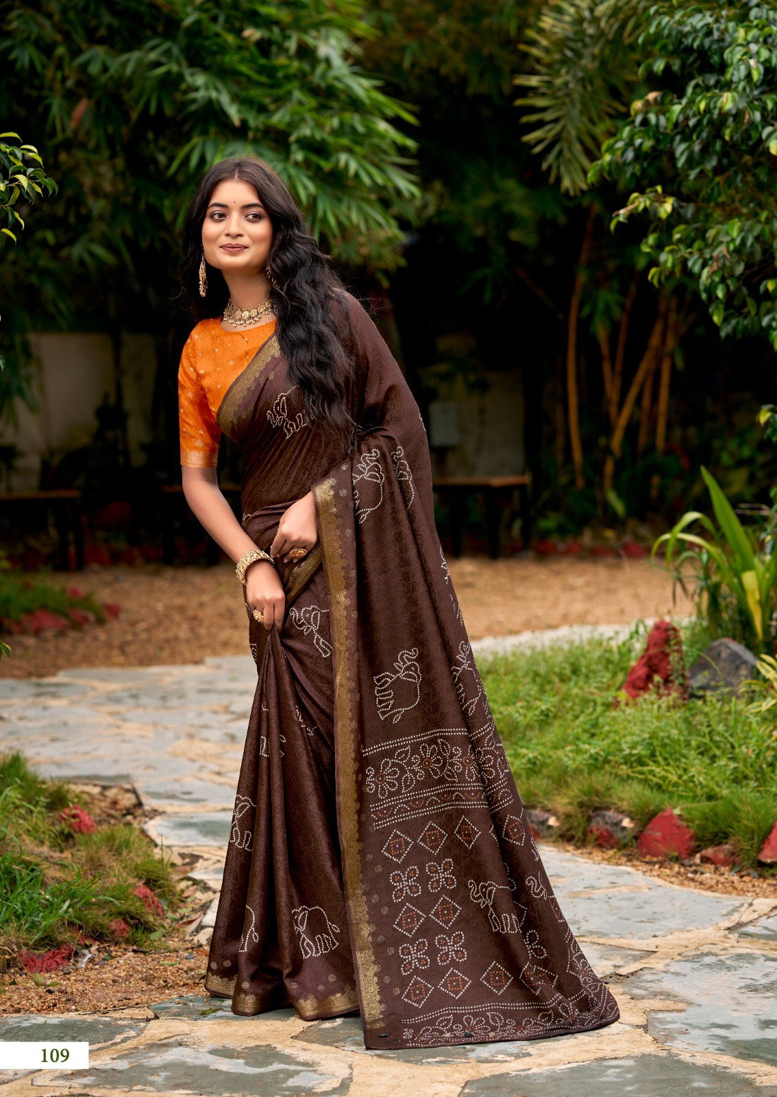SR PRESENT SCARLET SILK SAREE WITH JECARD BORDER SERIES 101-110 1