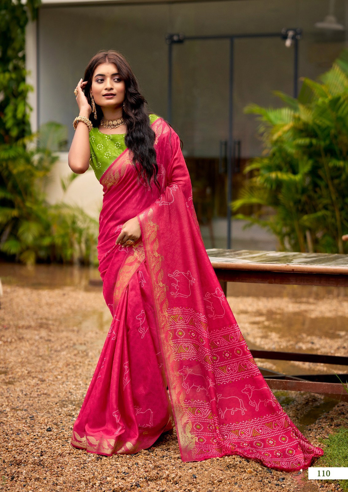 SR PRESENT SCARLET SILK SAREE WITH JECARD BORDER SERIES 101-110 13