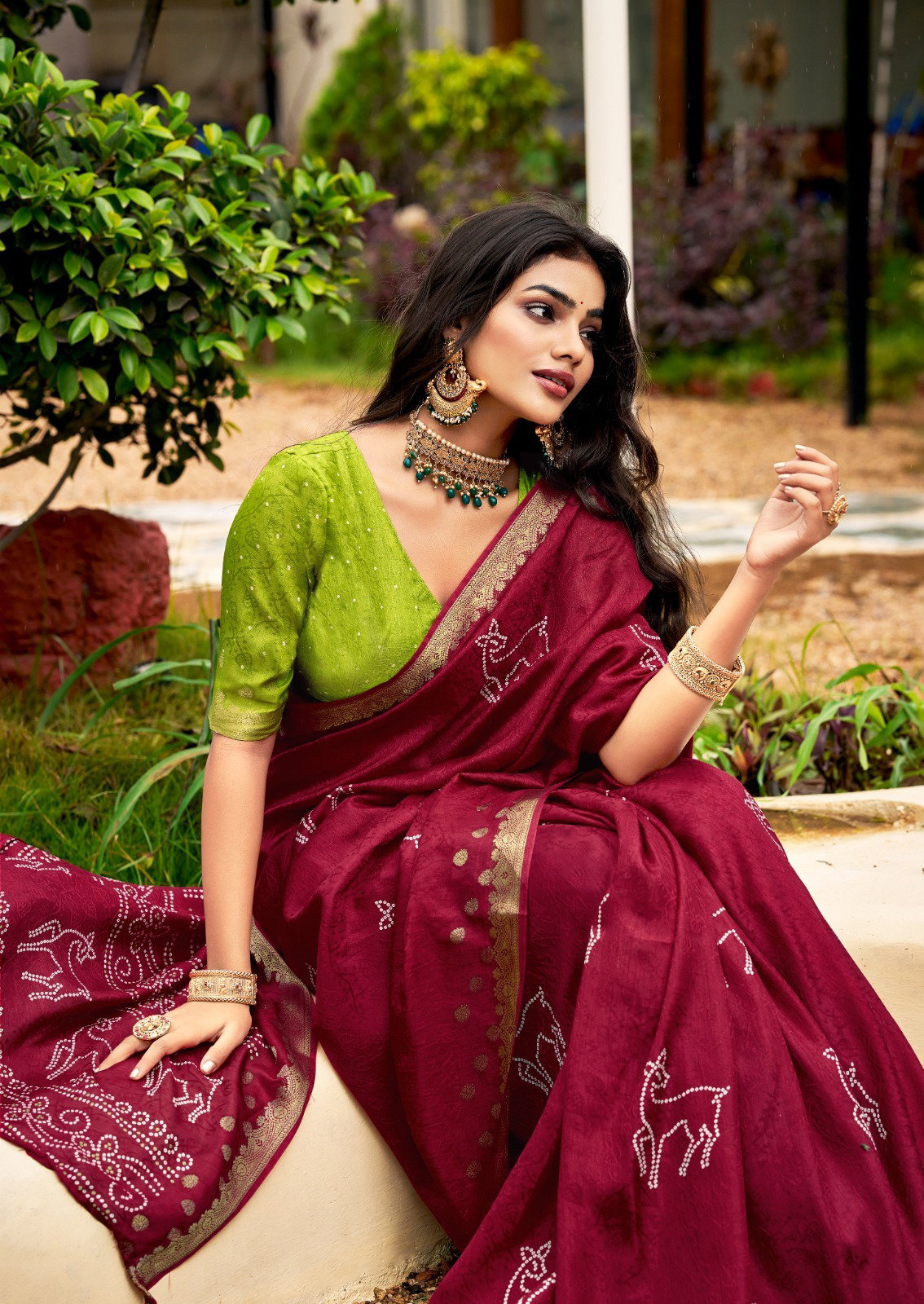 SR PRESENT SCARLET SILK SAREE WITH JECARD BORDER SERIES 101-110 8