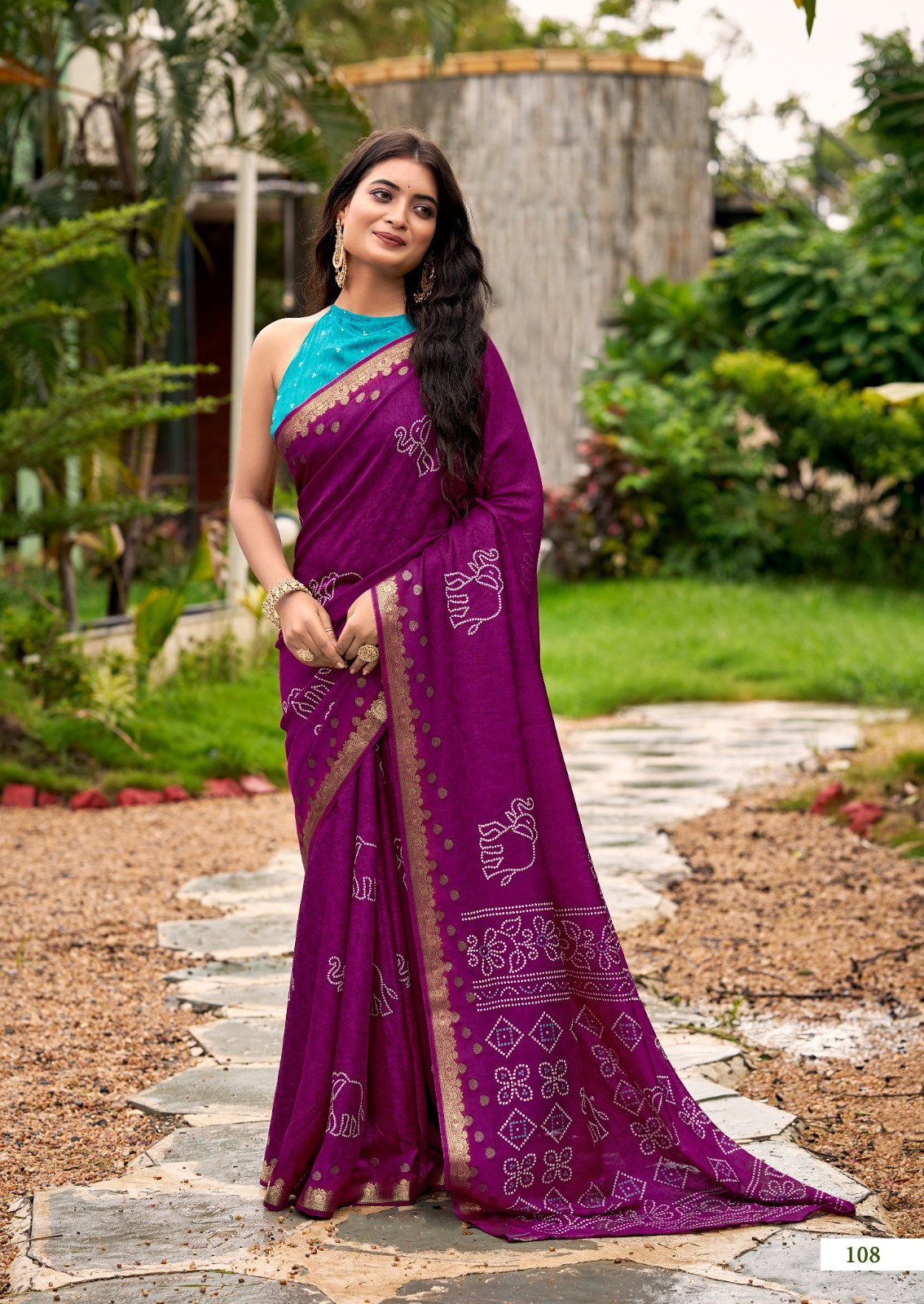 SR PRESENT SCARLET SILK SAREE WITH JECARD BORDER SERIES 101-110 9