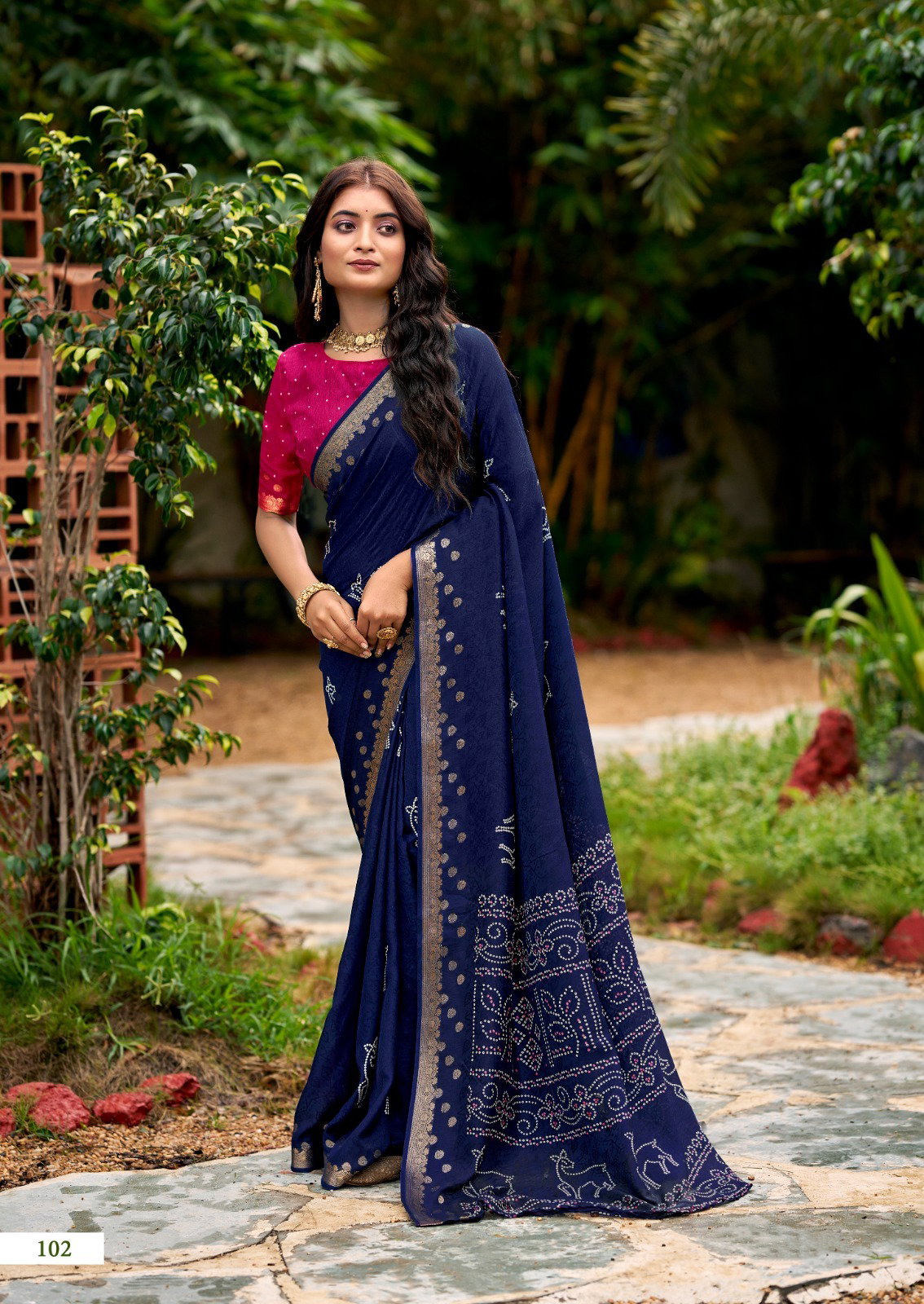 SR PRESENT SCARLET SILK SAREE WITH JECARD BORDER SERIES 101-110 6